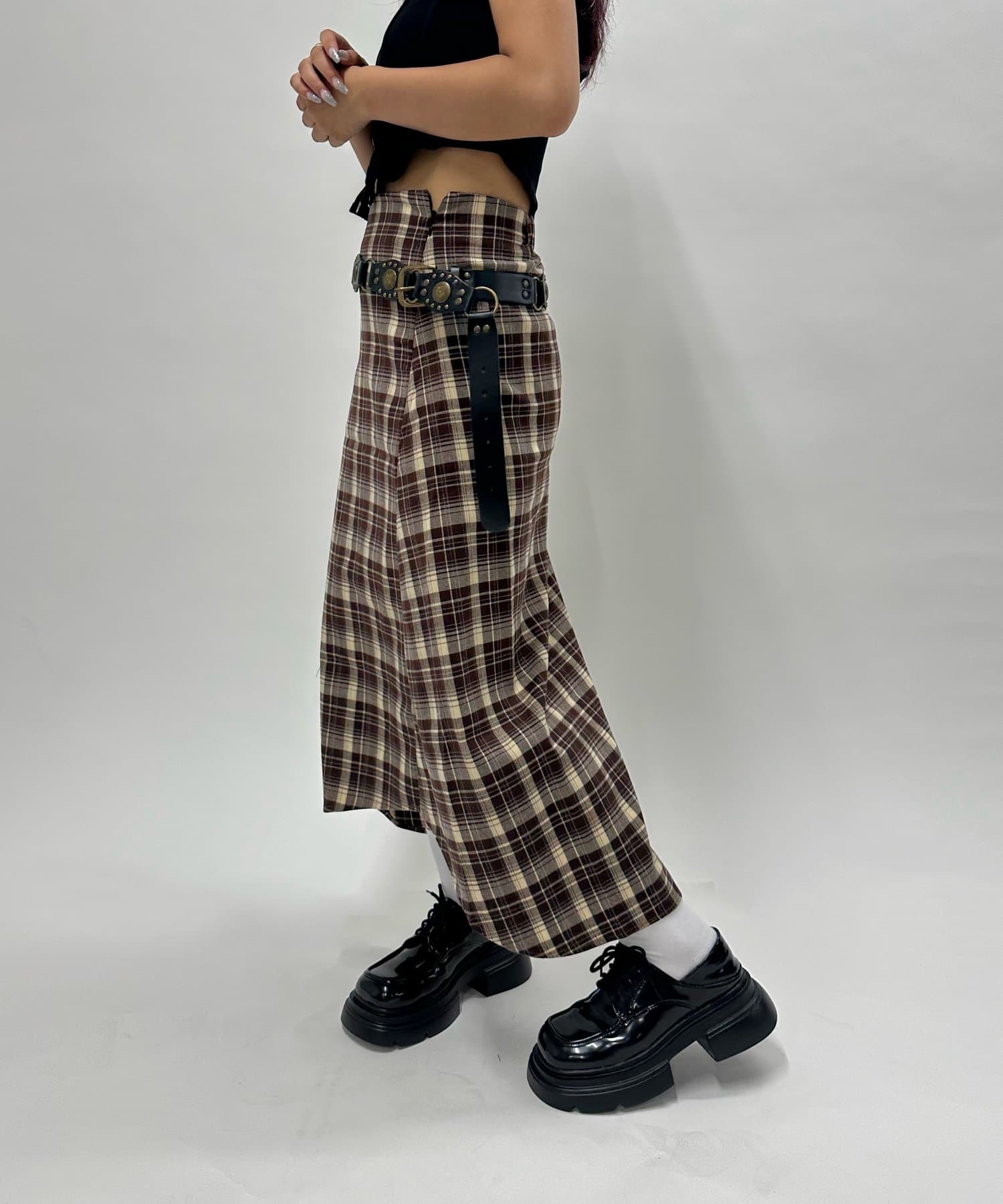 WHO'S WHO gallery】チェックロングスカート | OUTLET