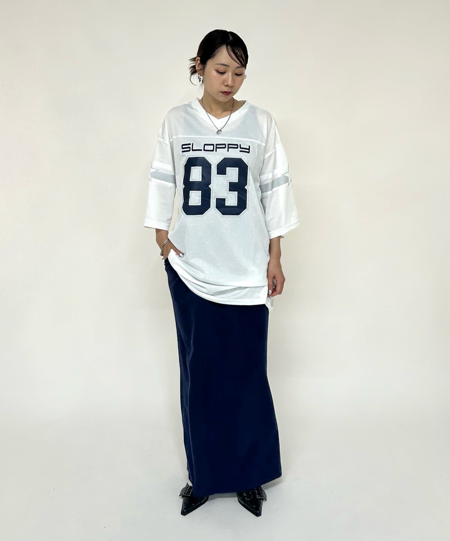 関税込*OFF-WHITE フットボール メッシュ切替Tシャツ WHO'S WHO gallery】フットボールメッシュトップス | OUTLET