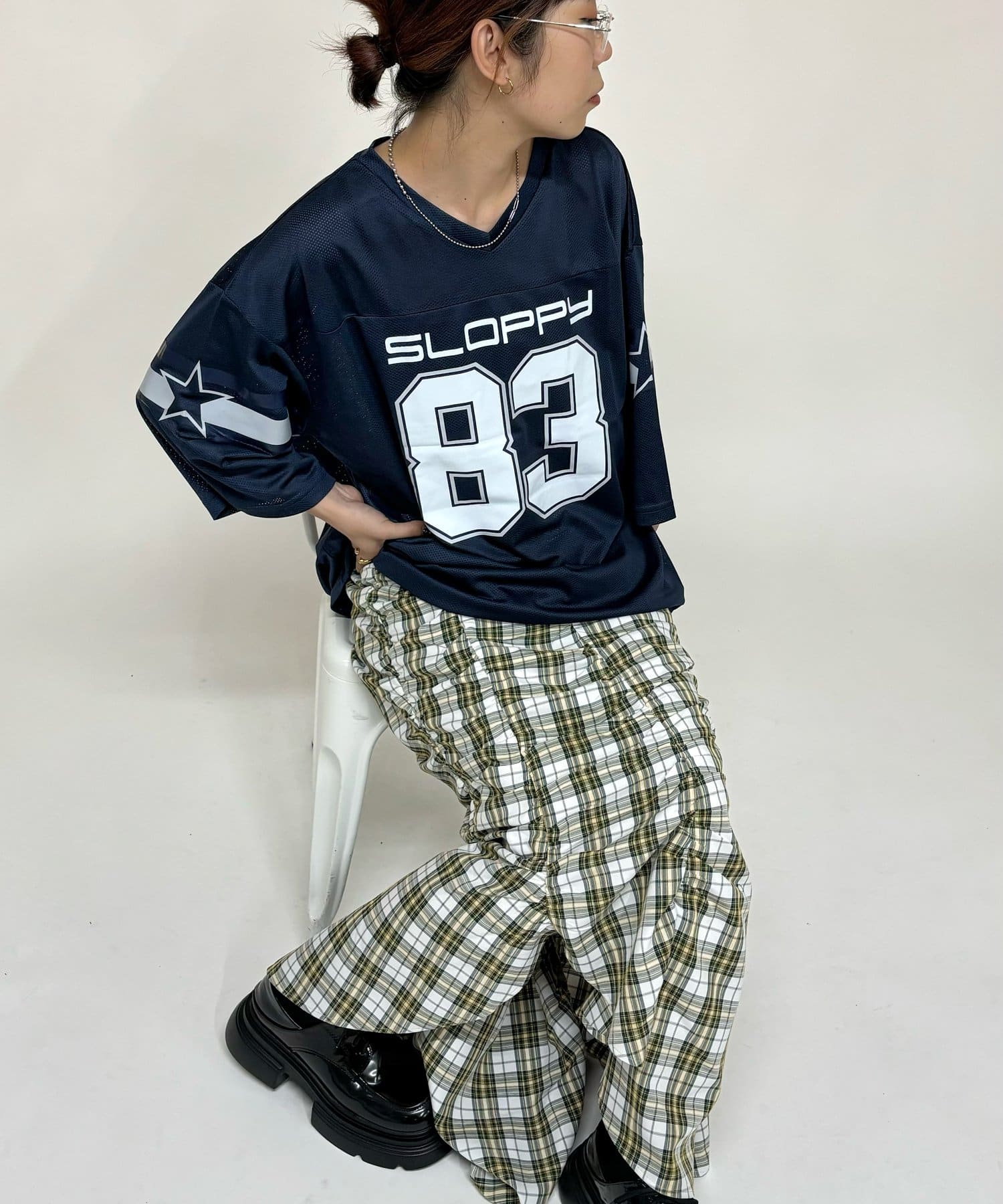 FUBU フブ トップス メッシュ ストライプ 半袖 Tシャツ。FUBUは