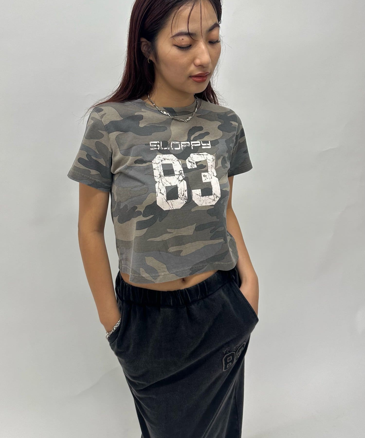 OUTLET(アウトレット) 【WHO'S WHO gallery】ナンバリングカモ柄TEE