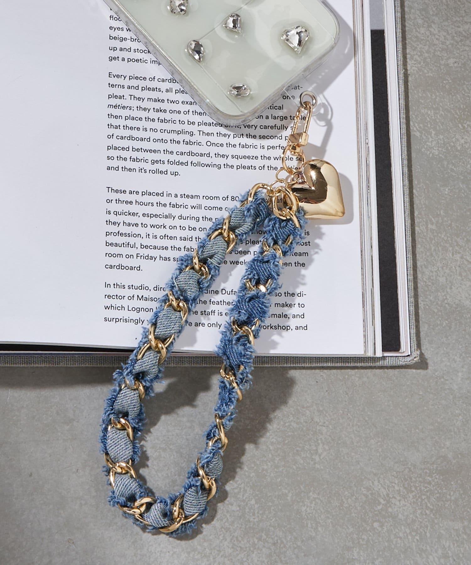 デニムリメイク りぼんチャーム フリンジ ワイヤーリング 24-62