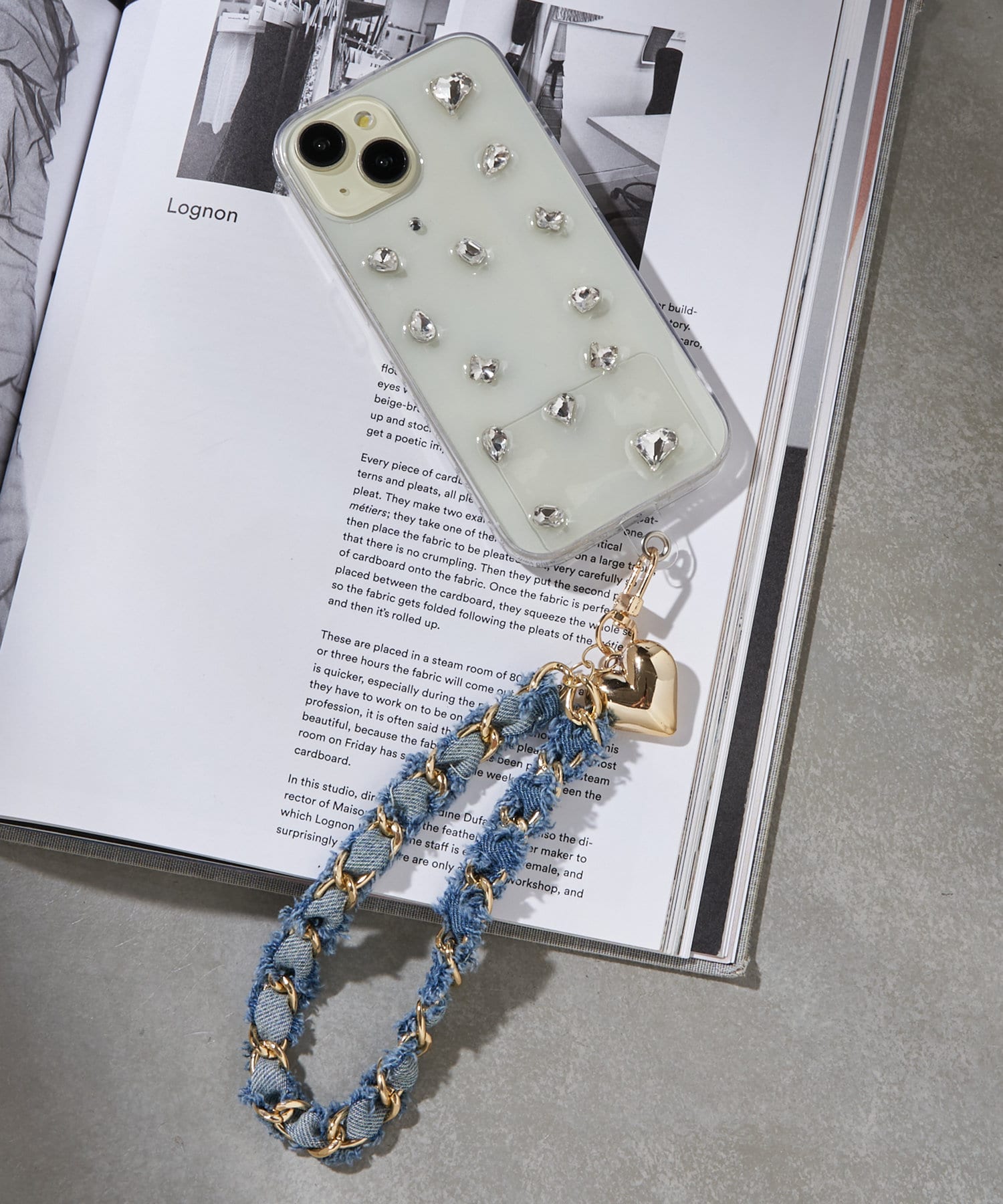 フリンジデニムチャーム革タグ№81