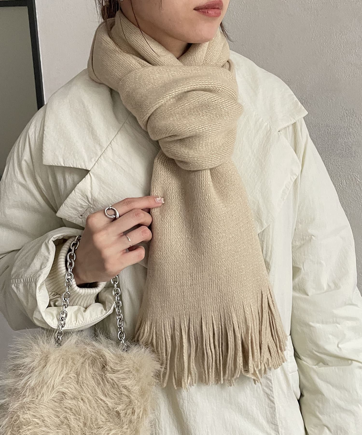 ♡未使用　destin デスティン 麻×ラメ糸 大判ストール  2.2万♡ ♡未使用 destin デスティン 麻×ラメ糸 大判ストール 2.2万♡