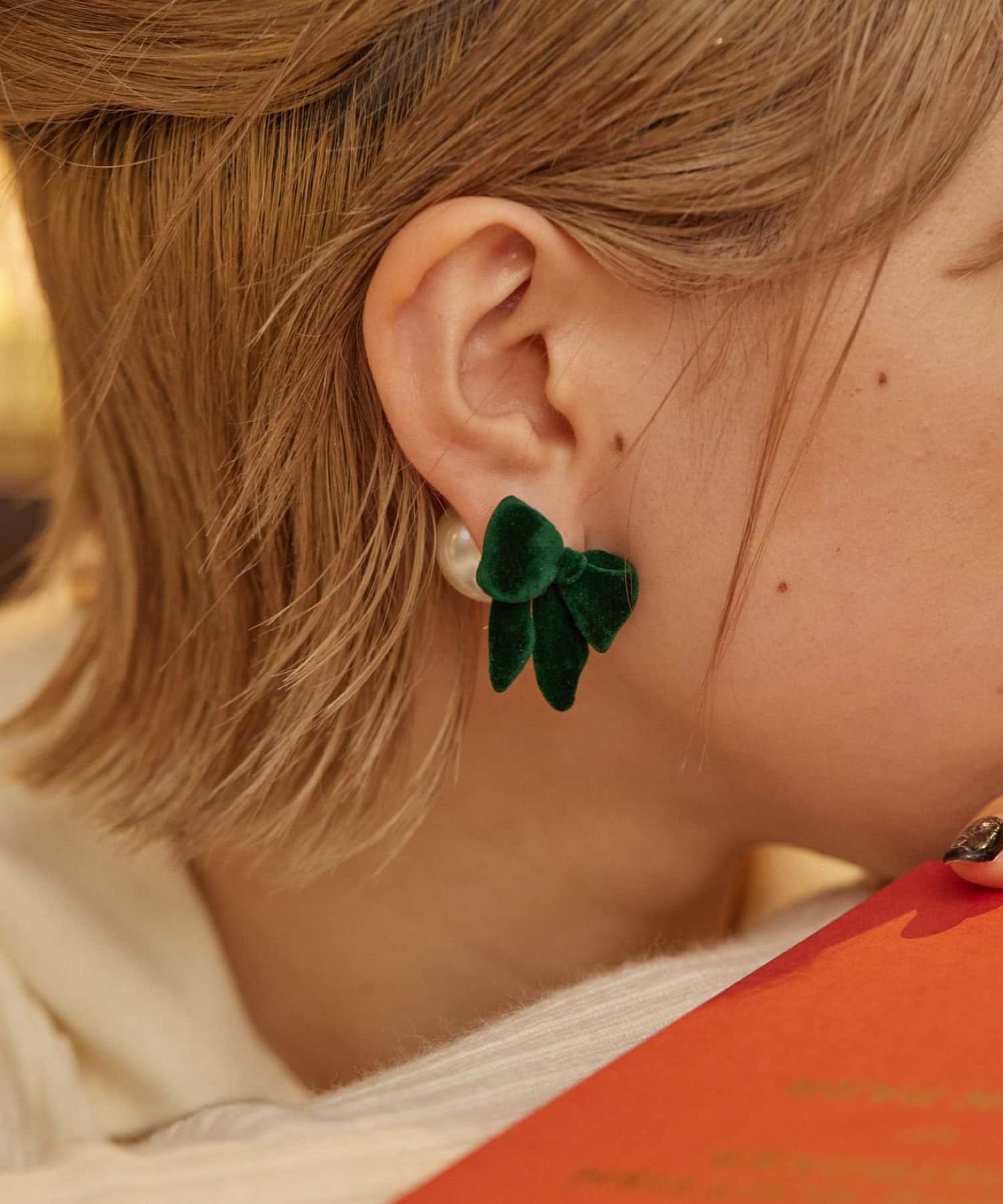 ear PAPILLONNER(イア パピヨネ) 《WEB＆一部店舗限定》モフモフリボンピアス