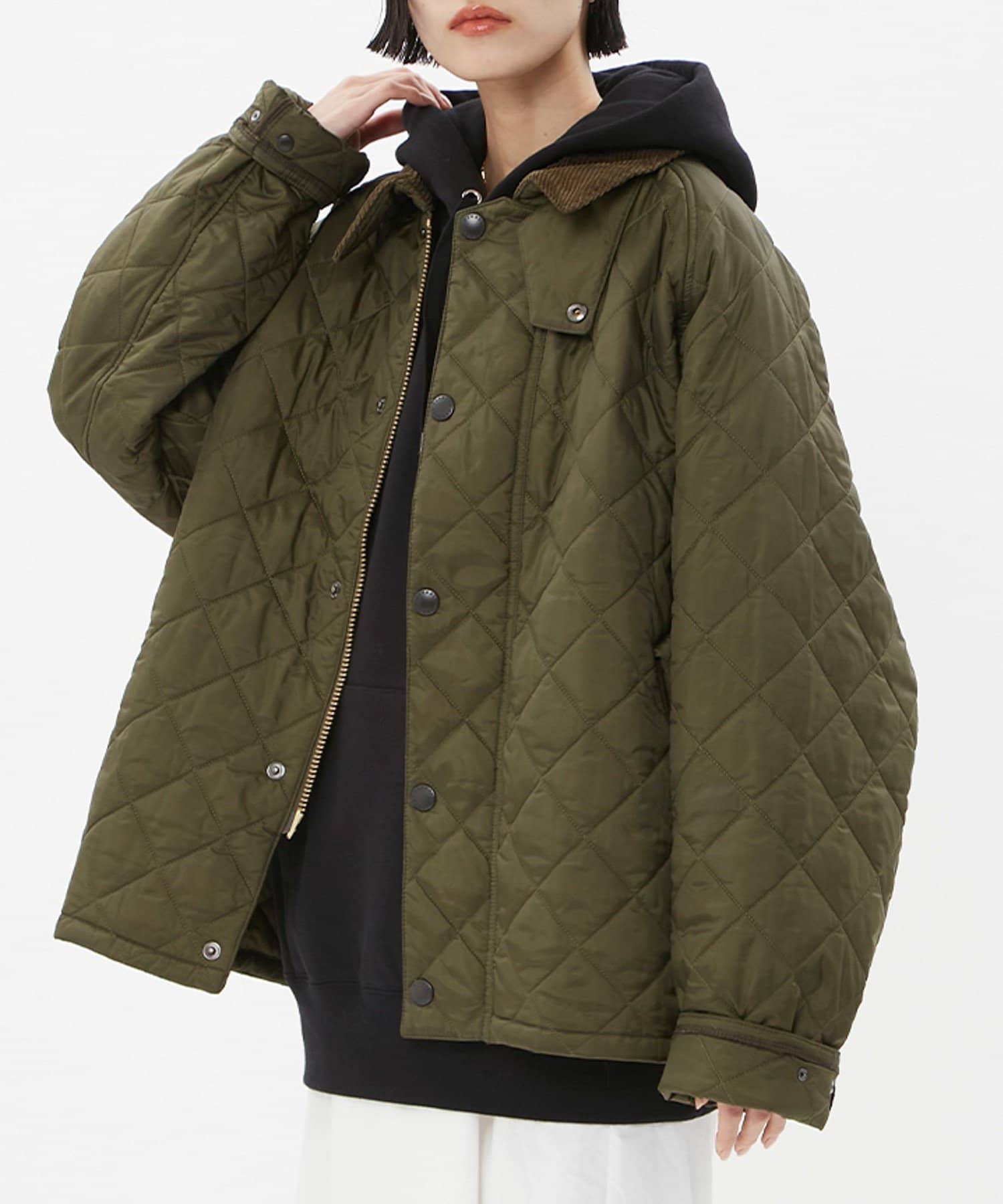 Barbour キルティングジャケット 34 フードジャケット ブラック メンズ 