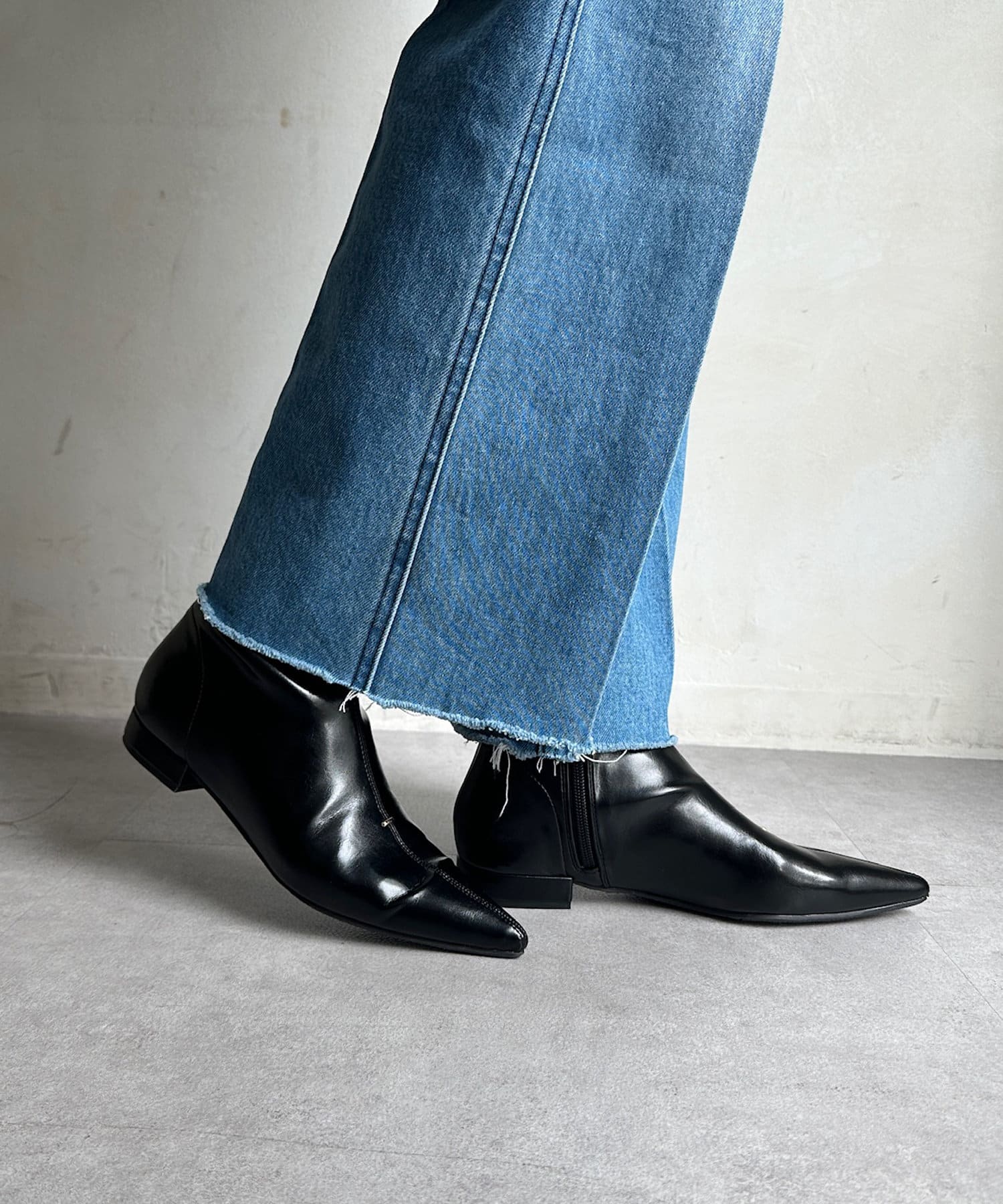 WEB限定】ステッチポインテッドショートブーツ | DOUDOU(ドゥドゥ