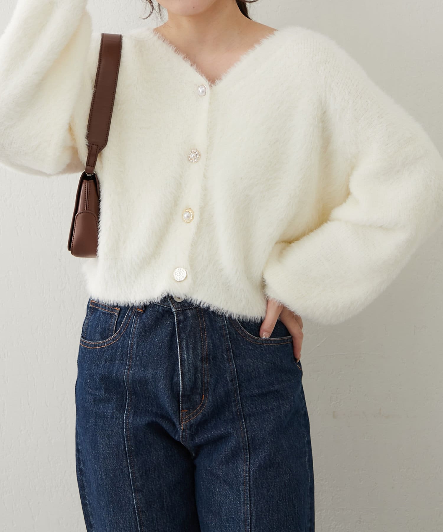 M me emeフェザーニットキャミ＆カーディガン Feather knit cami cardigan(eme10750) – M me eme