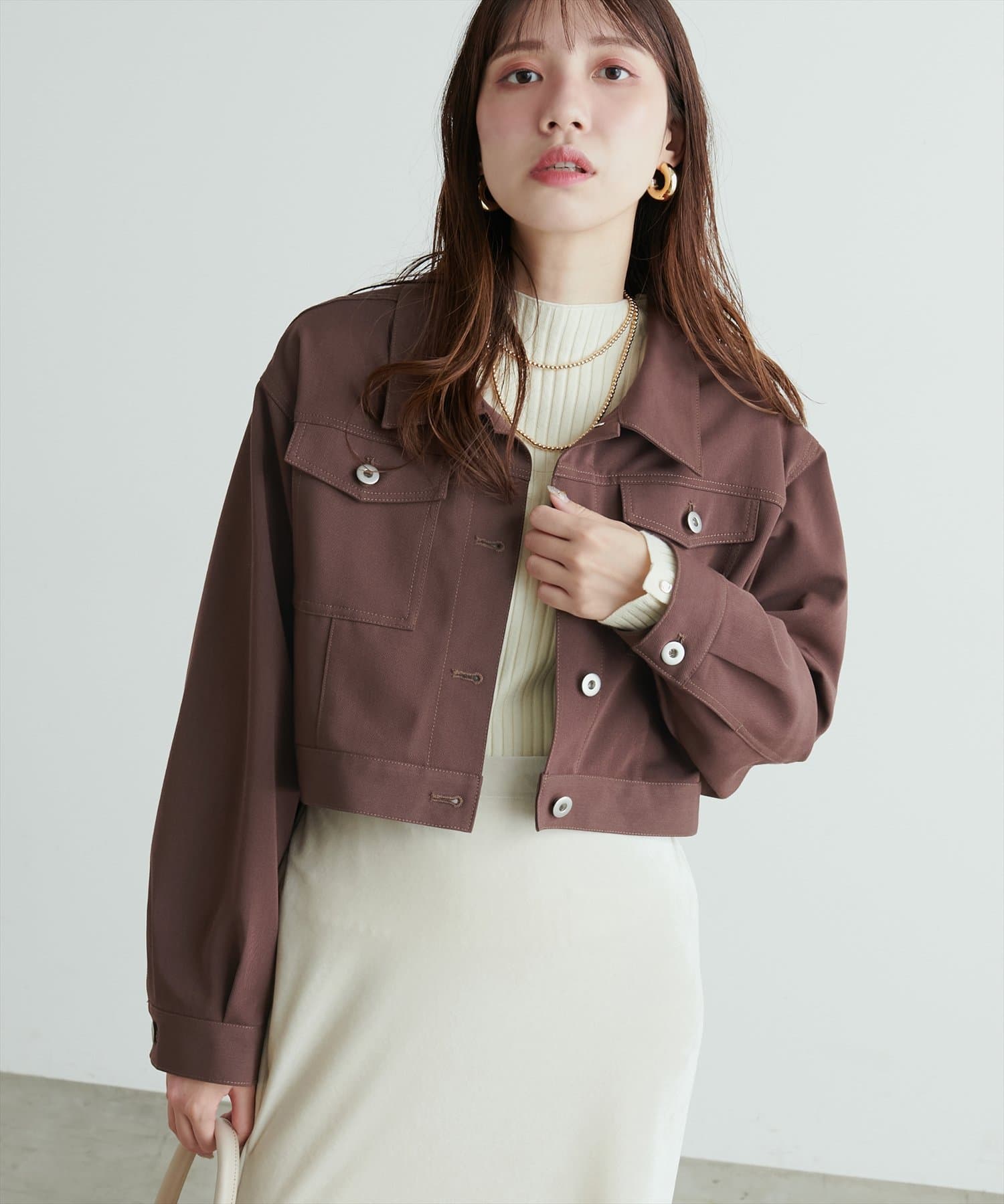 NICE CLAUP / OLIVE des OLIVE OUTLET(ナイスクラップ  / オリーブ デ オリーブ アウトレット) 【natural couture】デニム風ショート丈ブルゾン