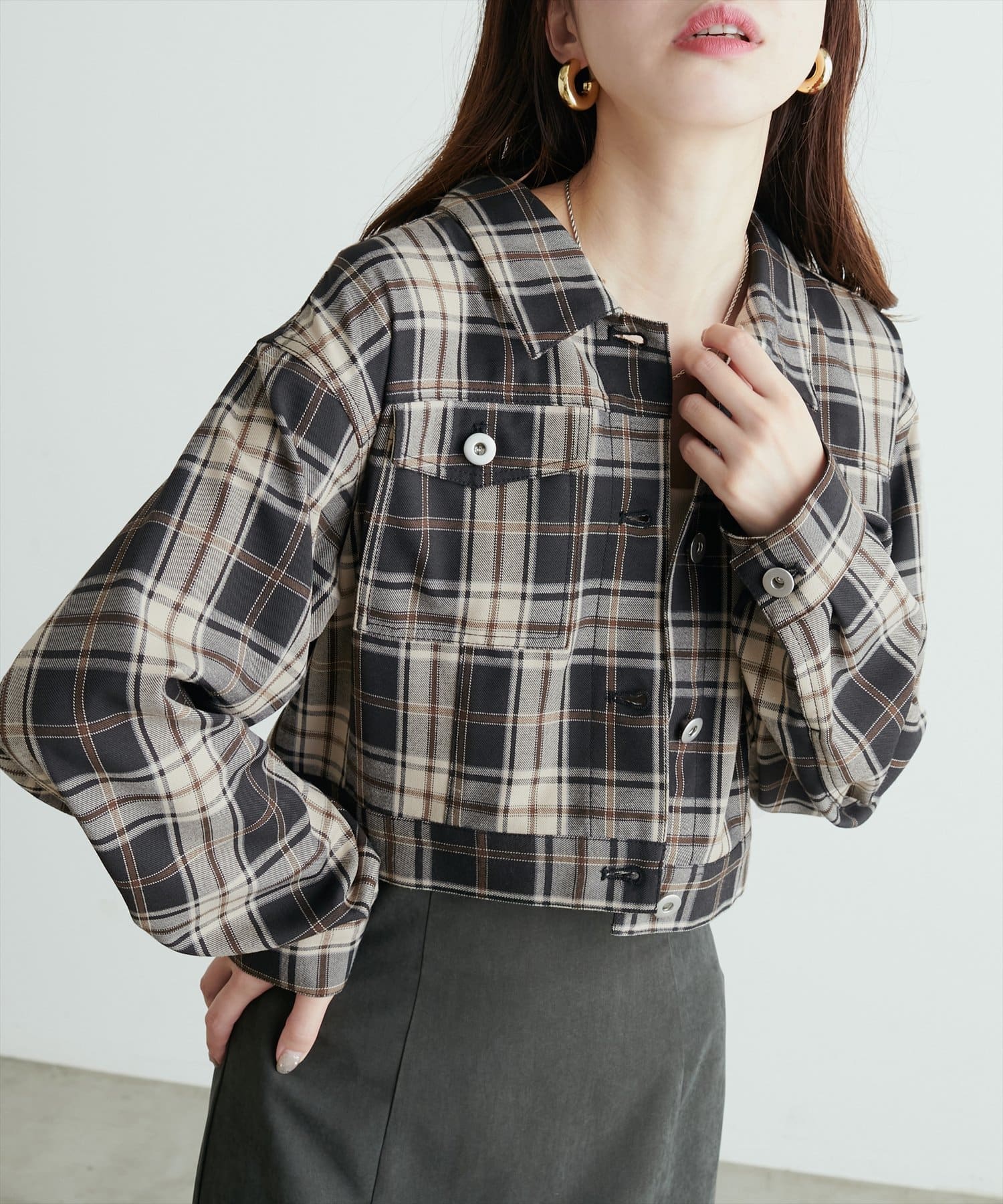 NICE CLAUP / OLIVE des OLIVE OUTLET(ナイスクラップ  / オリーブ デ オリーブ アウトレット) 【natural couture】デニム風ショート丈ブルゾン