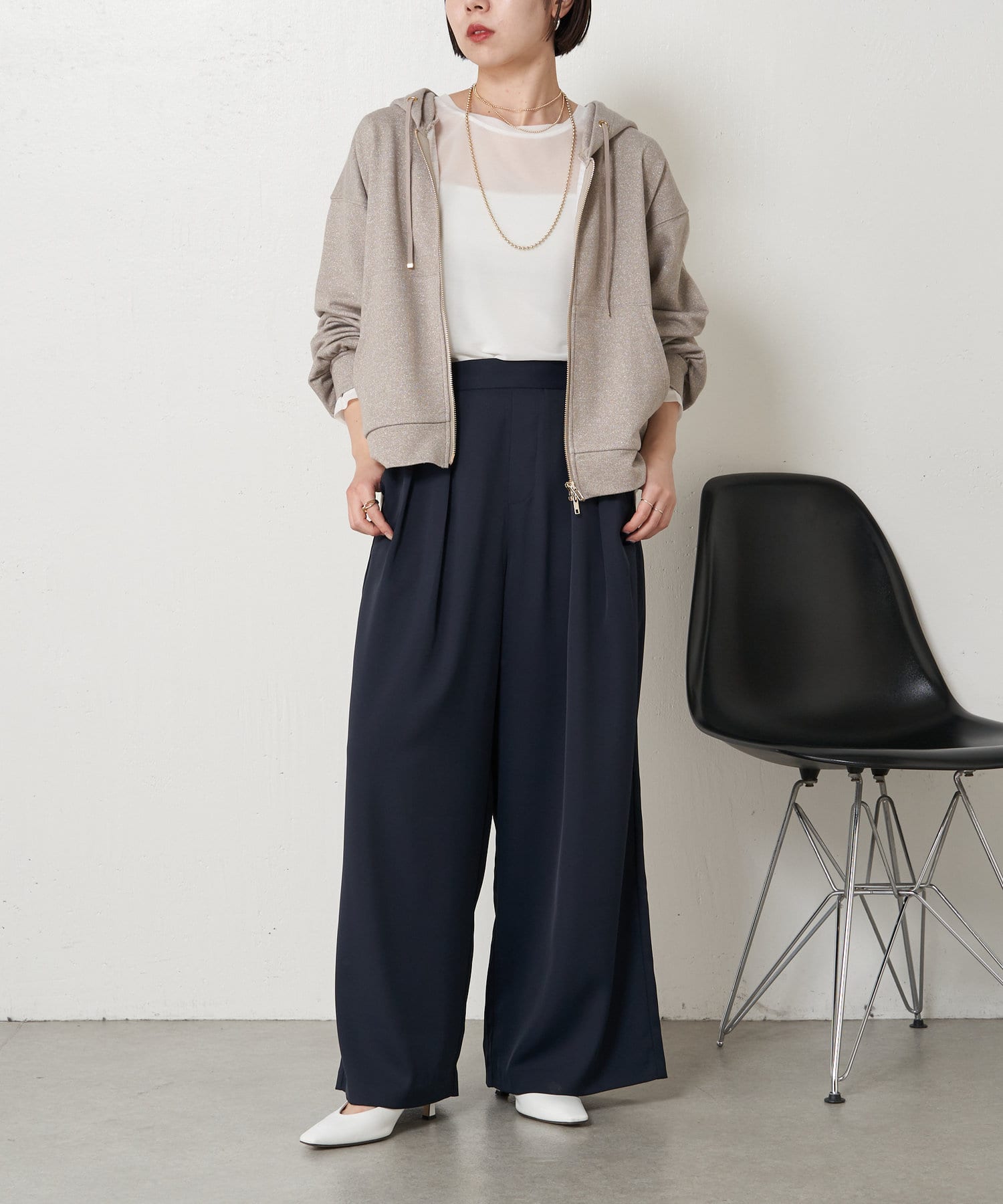 Jena espace merveilleux シアーパーカーブルゾン ブラック 夏でも快適】シアーパーカーブルゾン | Jena espace merveilleux