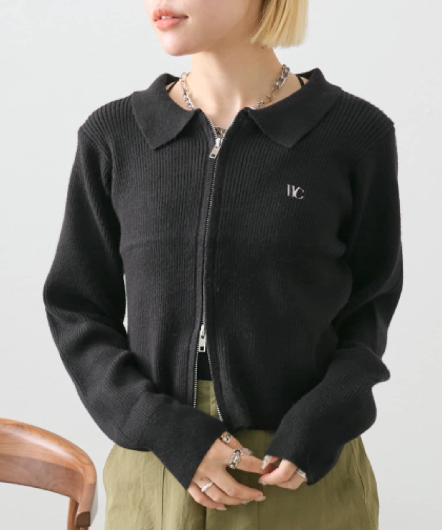 OUTLET(アウトレット) 【w closet】衿付Wジップカーディガン