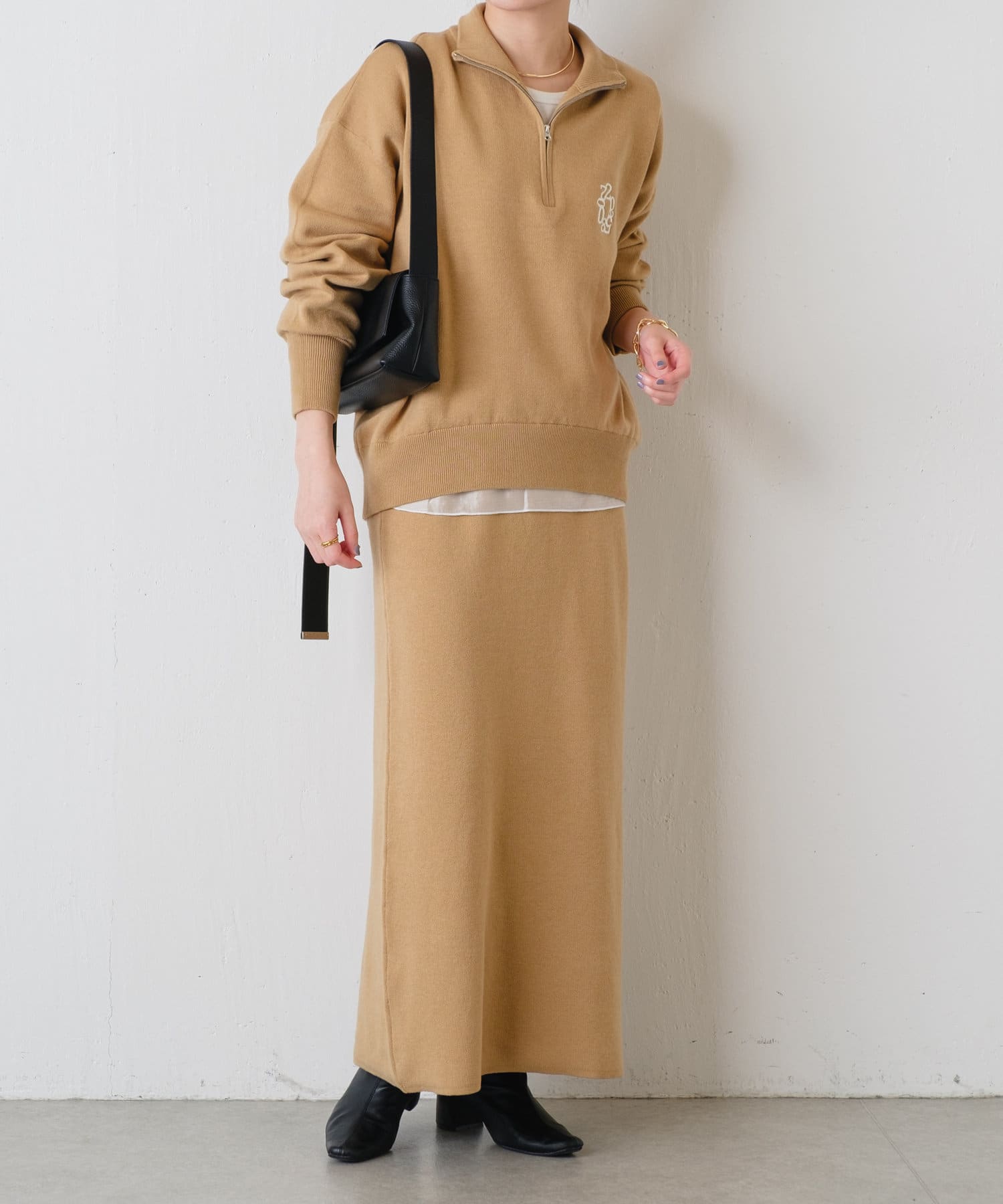 ニットのセットアップ】ハーフジップニットセットアップ