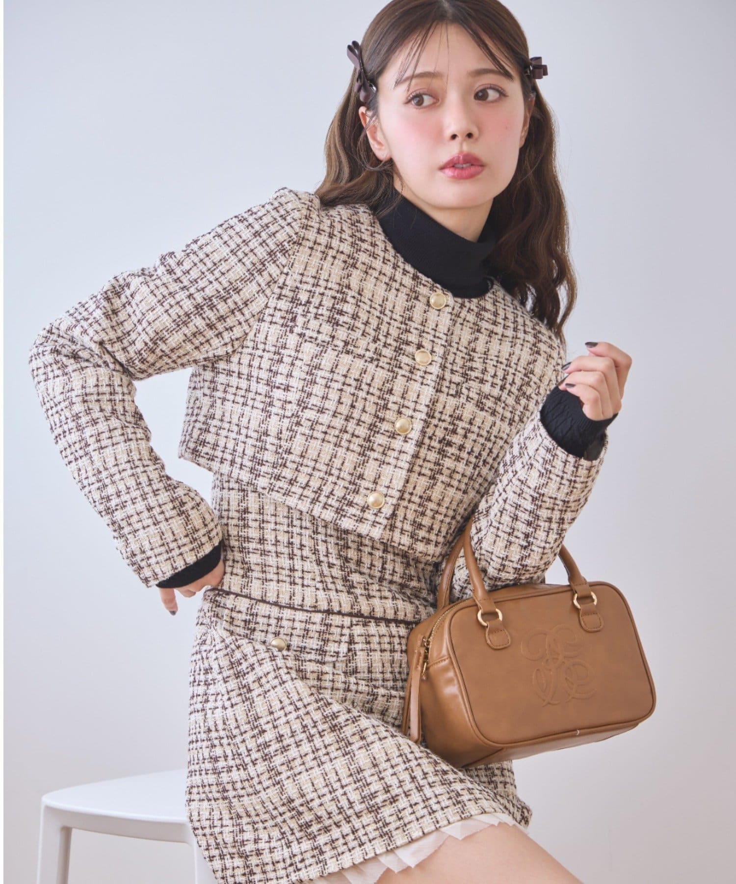 NICE CLAUP / OLIVE des OLIVE OUTLET(ナイスクラップ  / オリーブ デ オリーブ アウトレット) 【one after another】ツイードショートジャケット