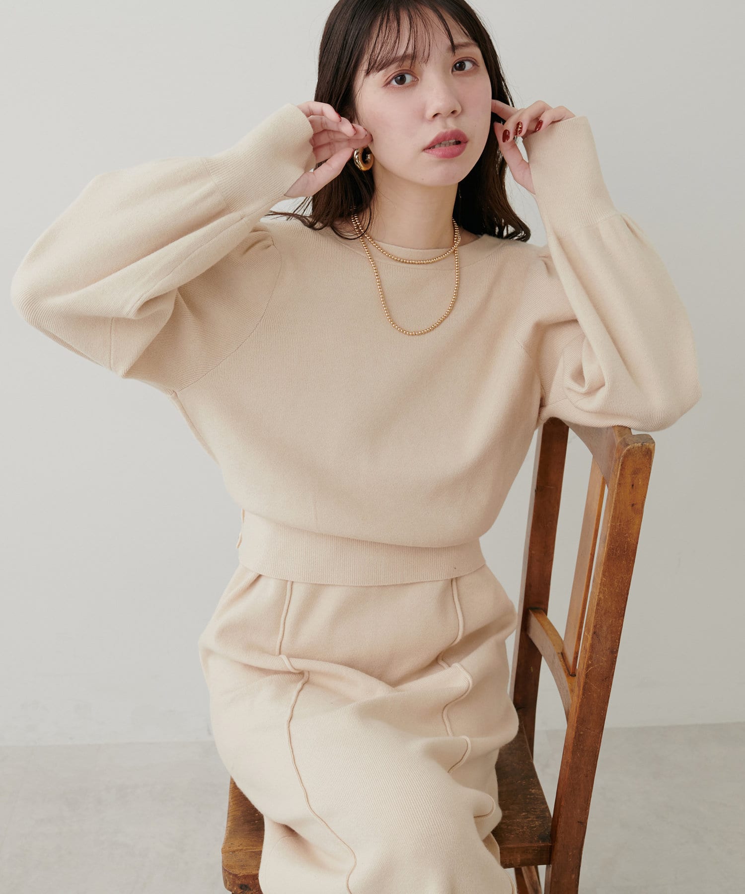 WEB限定】osonoカシュクールニット×キャミワンピース | natural