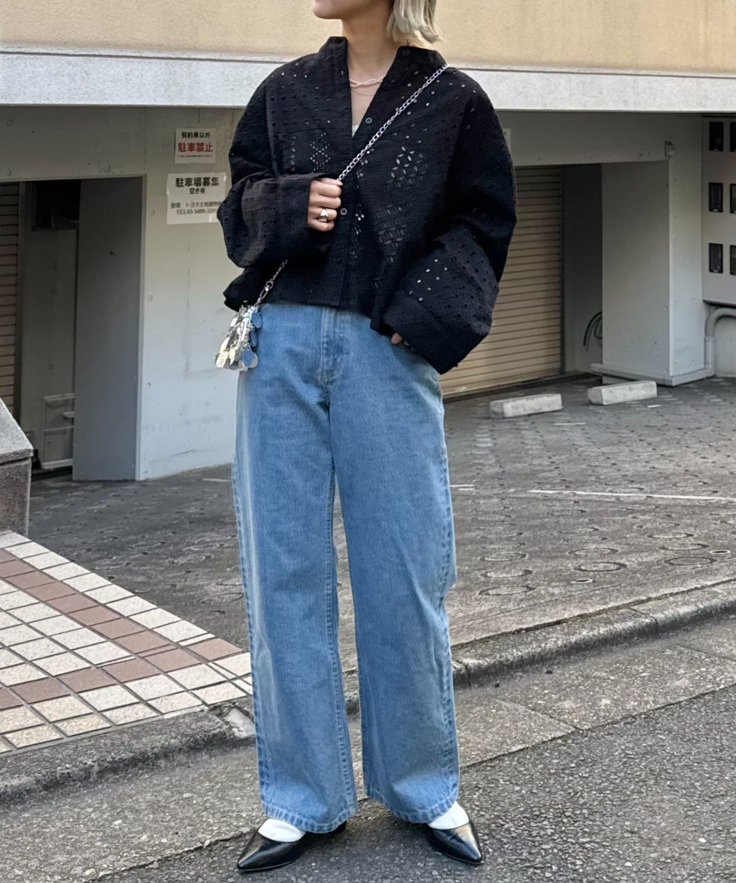 タグ付きCYAN TOKYO レースパッチオーバーシャツオーバーブラウス