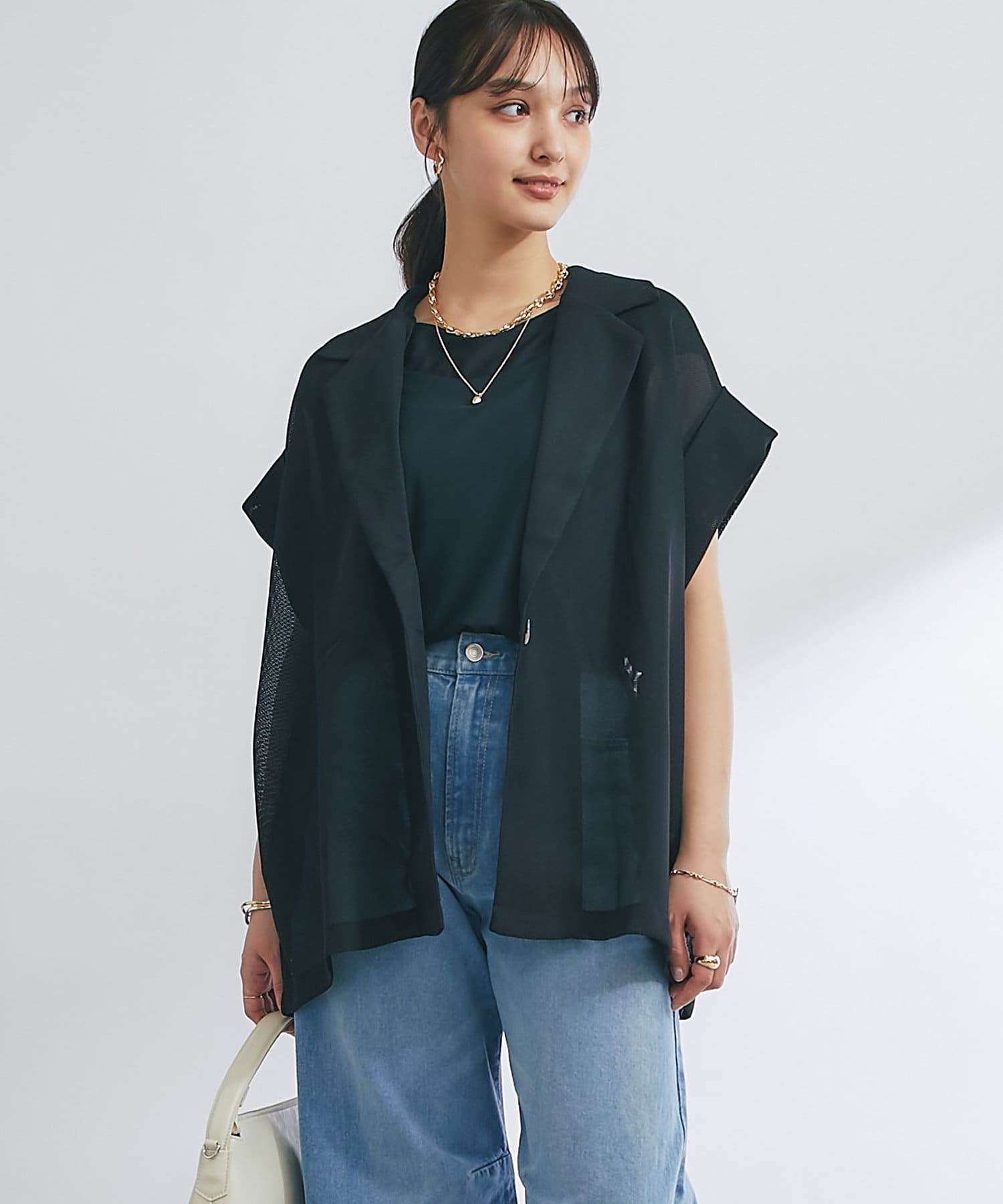 un dix cors(アンディコール) フレンチスリーブメッシュジャケット