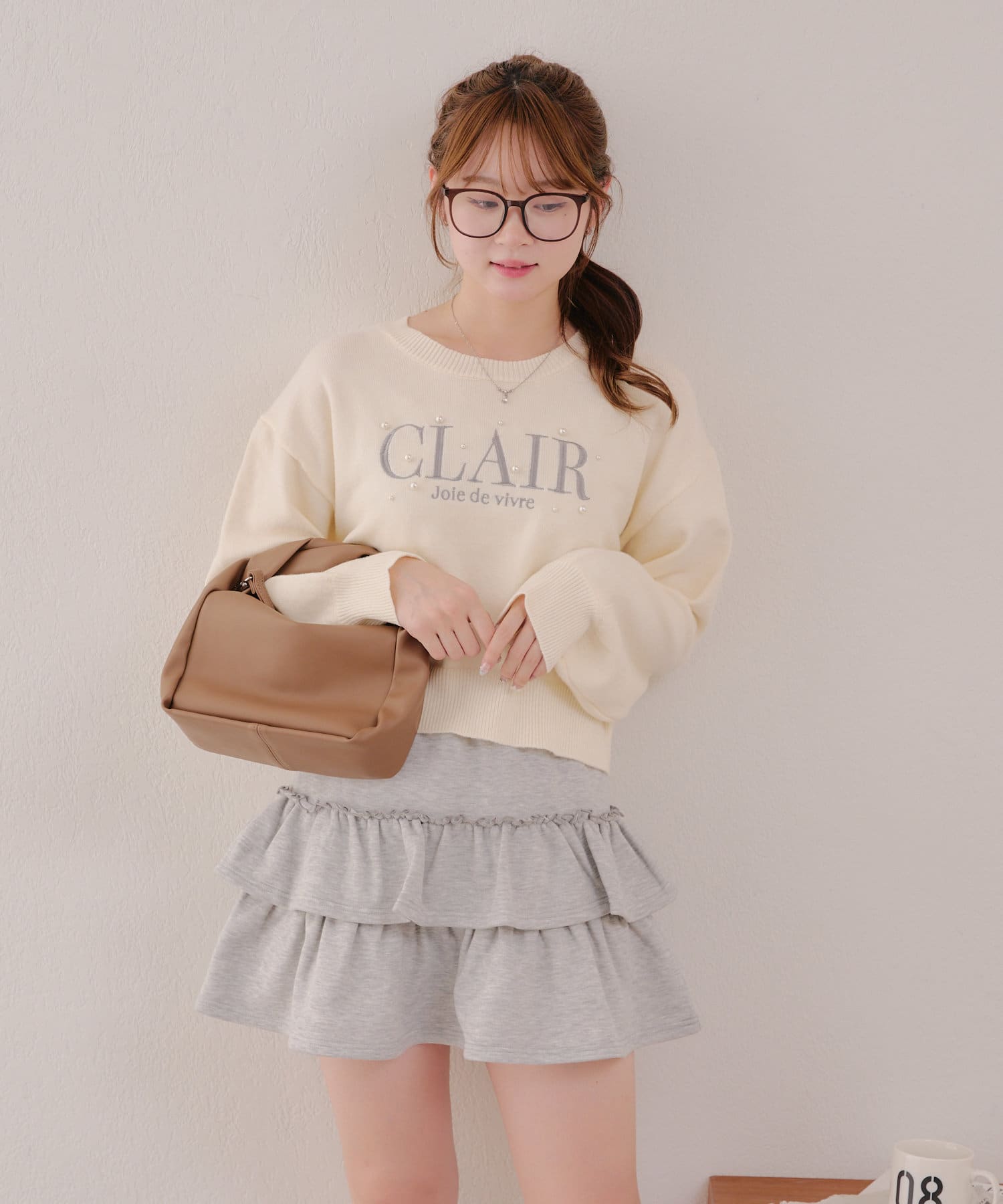 刺繍＆パールニットプルオーバー | NICE CLAUP / OLIVE des