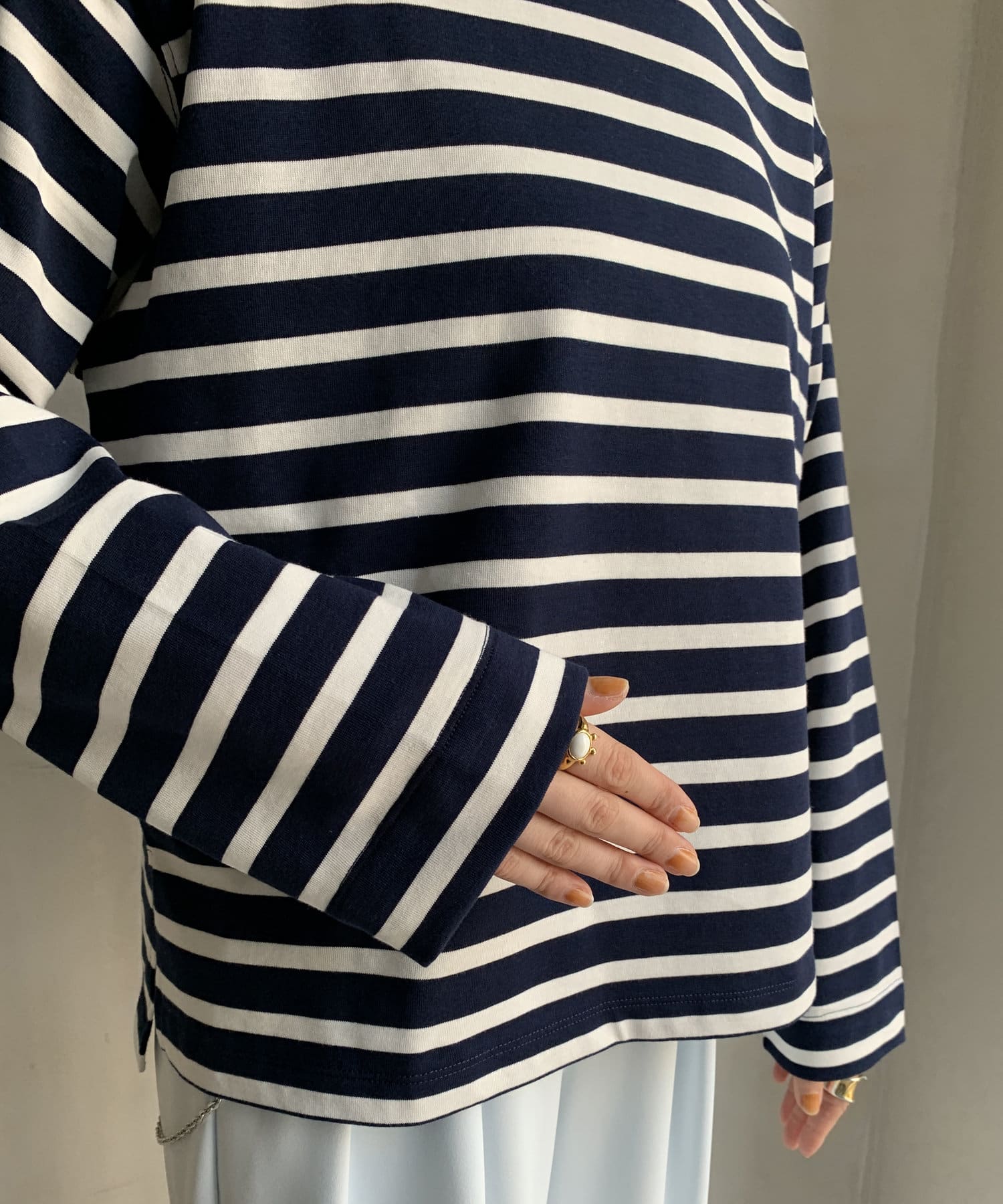 DOUDOU(ドゥドゥ) 【WEB限定】 ボートネックボーダーTEE