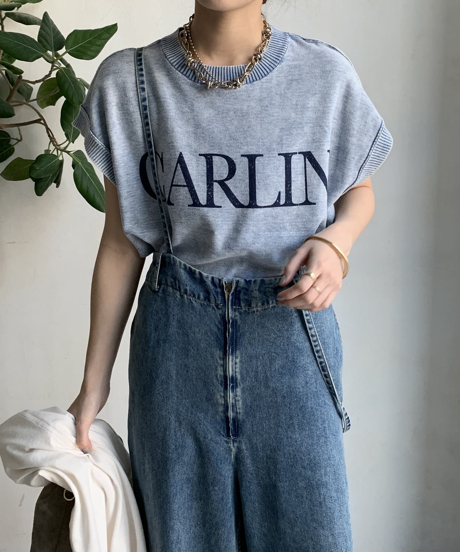 DOUDOU(ドゥドゥ) 【WEB限定】ケミカルウォッシュロゴベスト