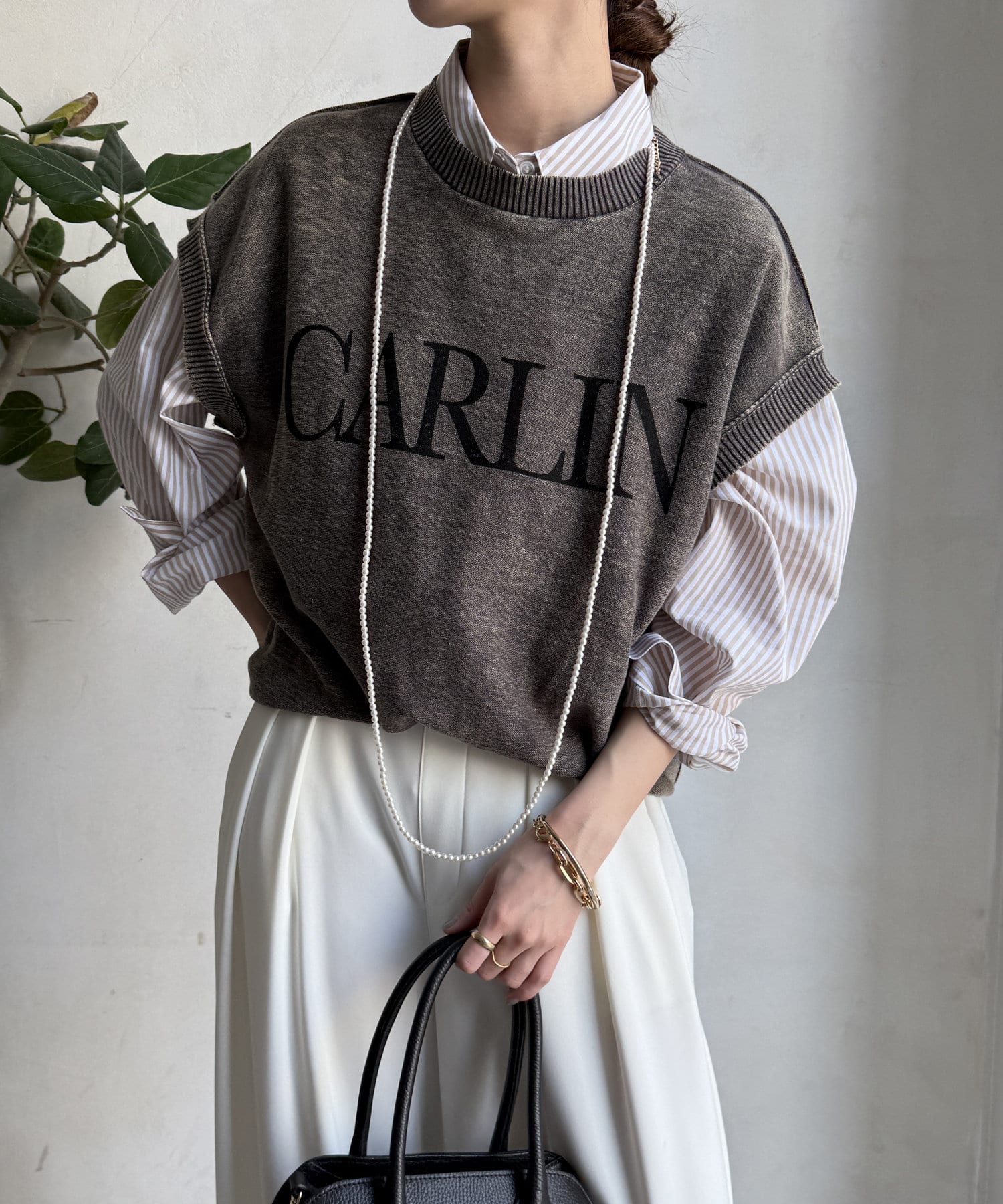 DOUDOU(ドゥドゥ) 【WEB限定】ケミカルウォッシュロゴベスト