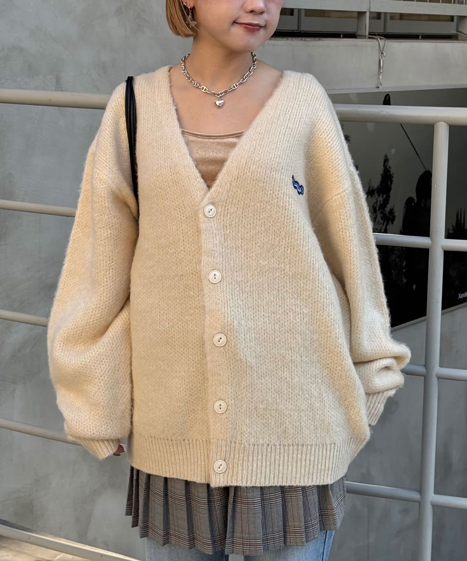 ワンポイント刺繡シャギーニットカーディガン | CIAOPANIC