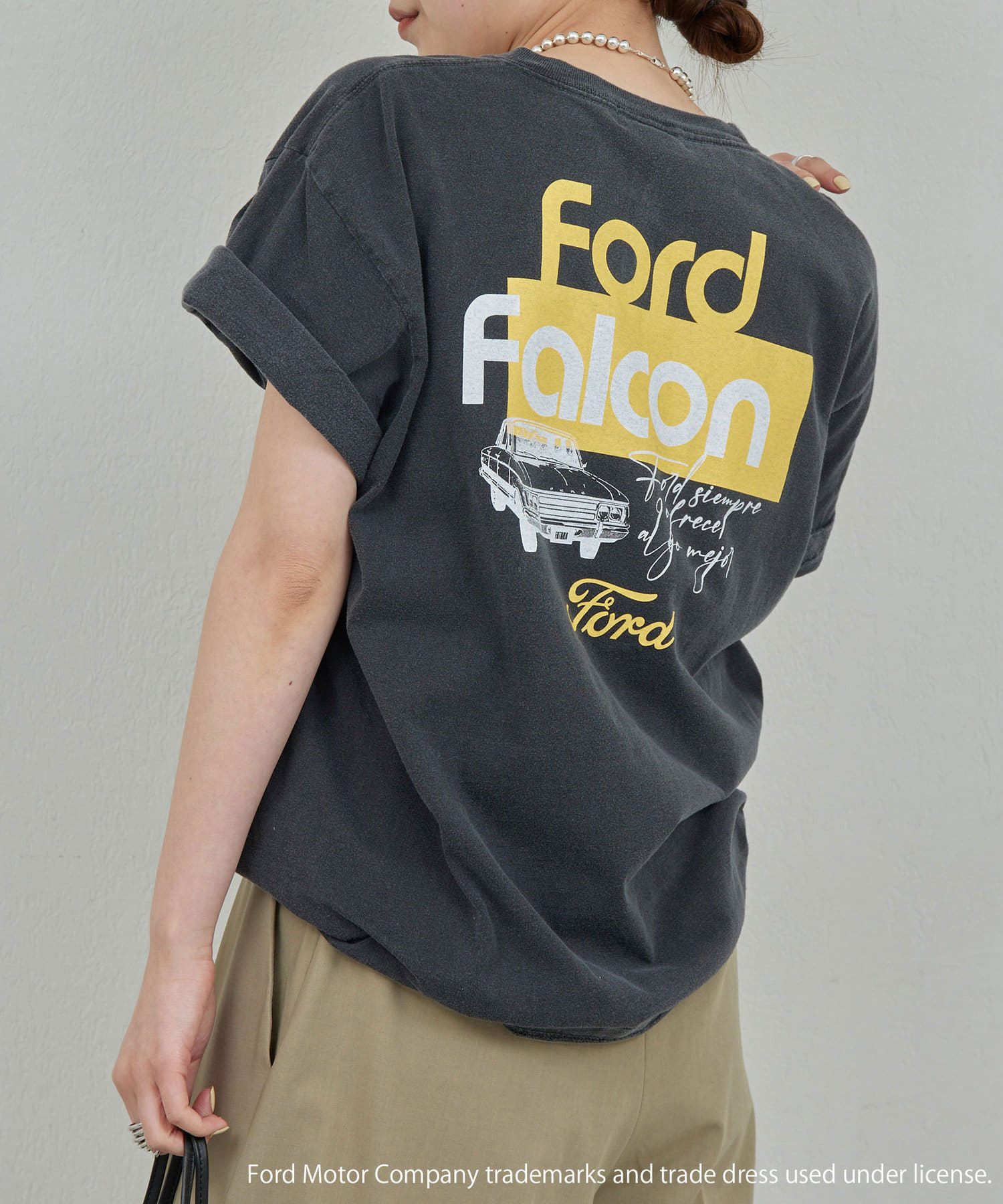 GALLARDAGALANTE(ガリャルダガランテ) レディース Ford プリントTシャツ② チャコールグレー