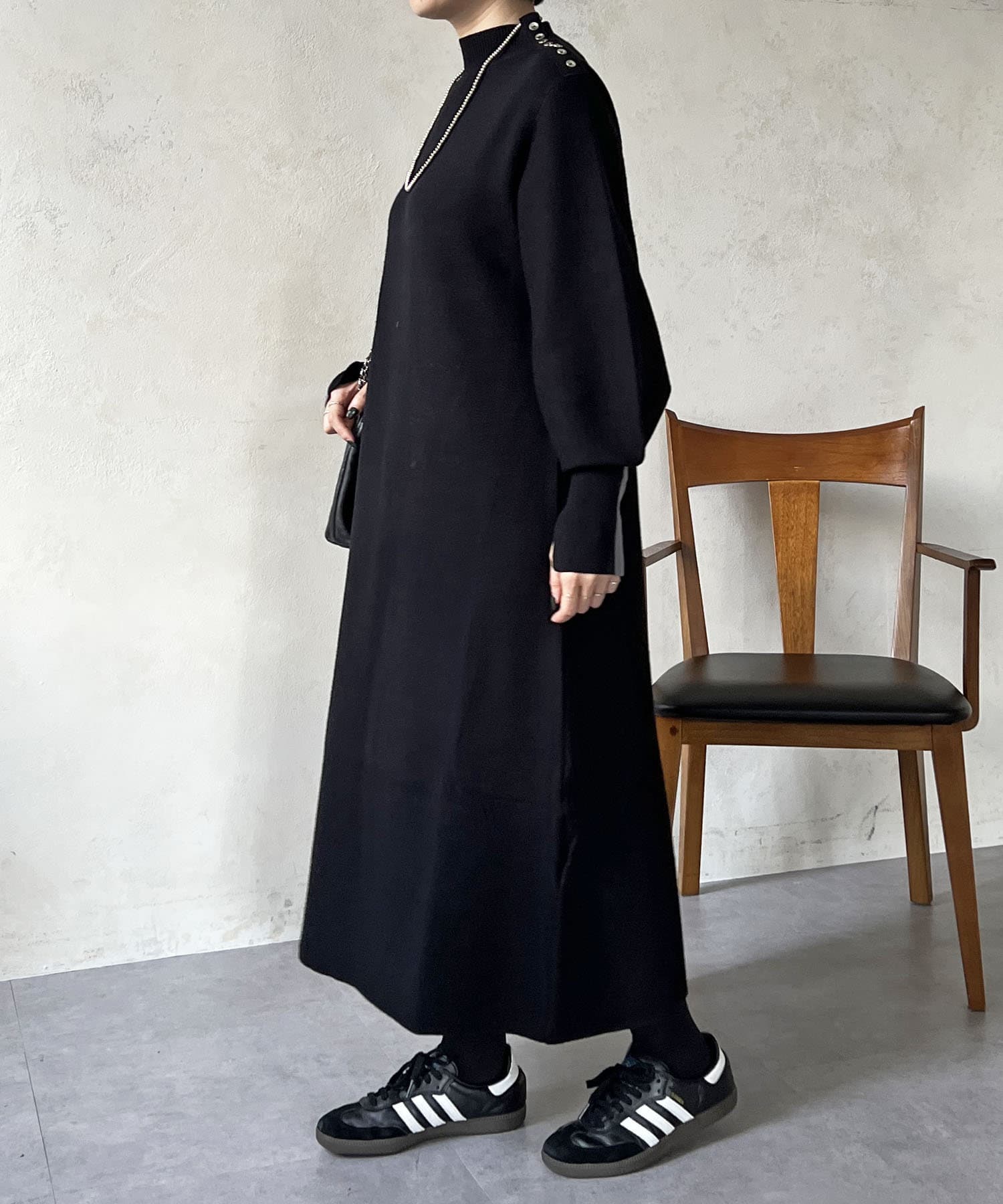 肩ボタンミラノリブワンピース | Croisiere(クロジエール)レディース