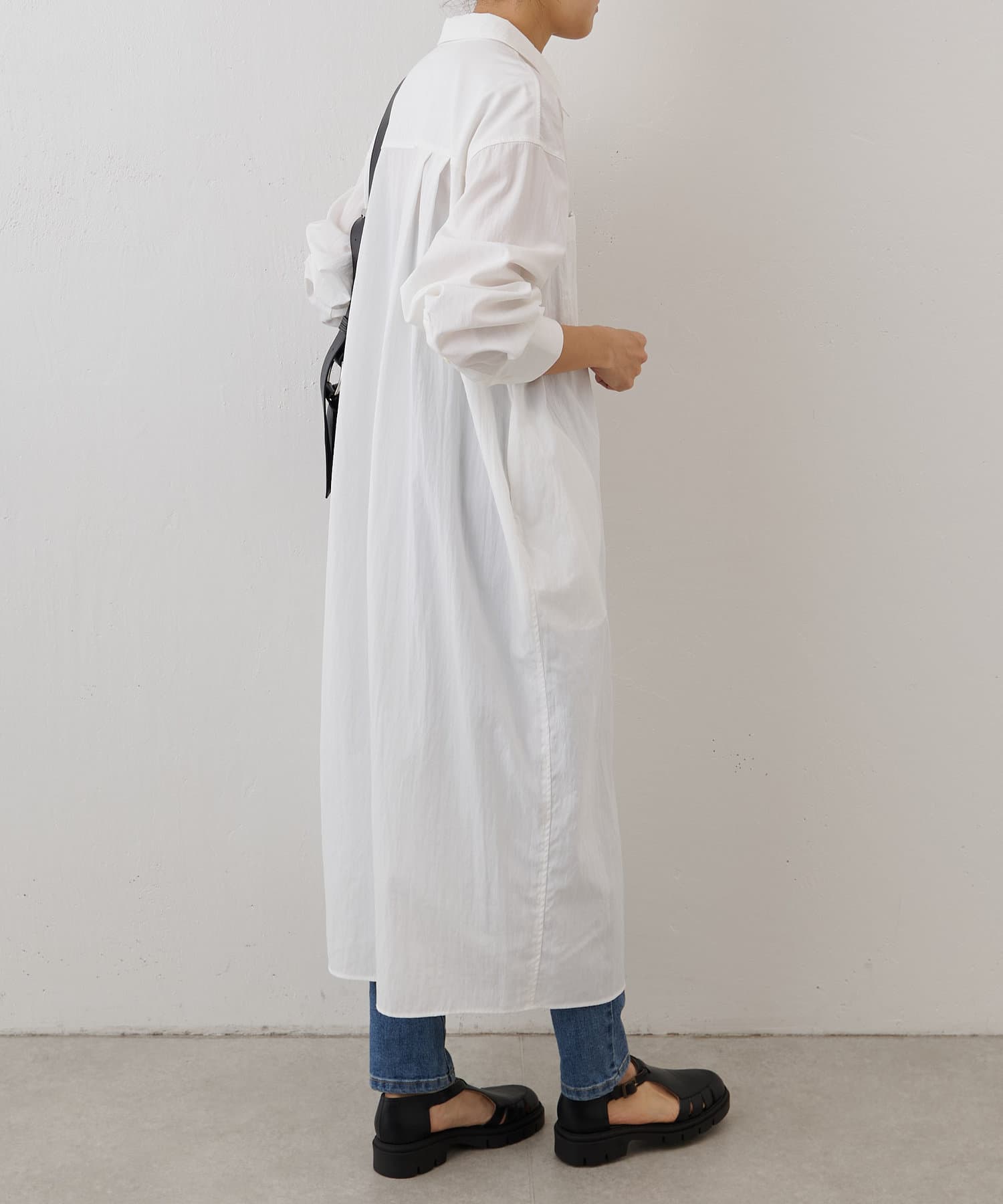 BEARDSLEY シャツワンピース ホワイト ドロップショルダー