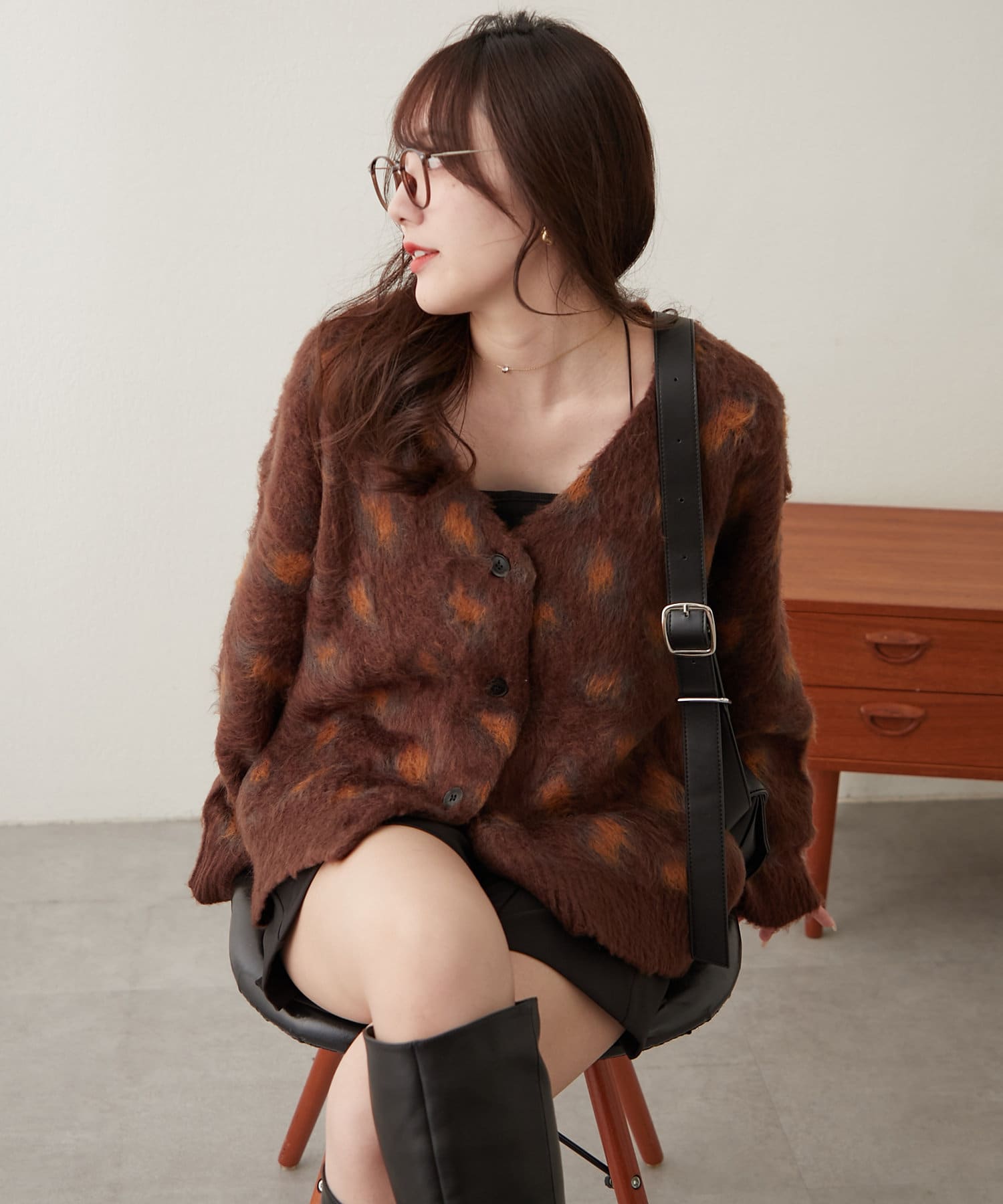 レオパード柄シャギーカーディガン | NICE CLAUP / OLIVE des OLIVE