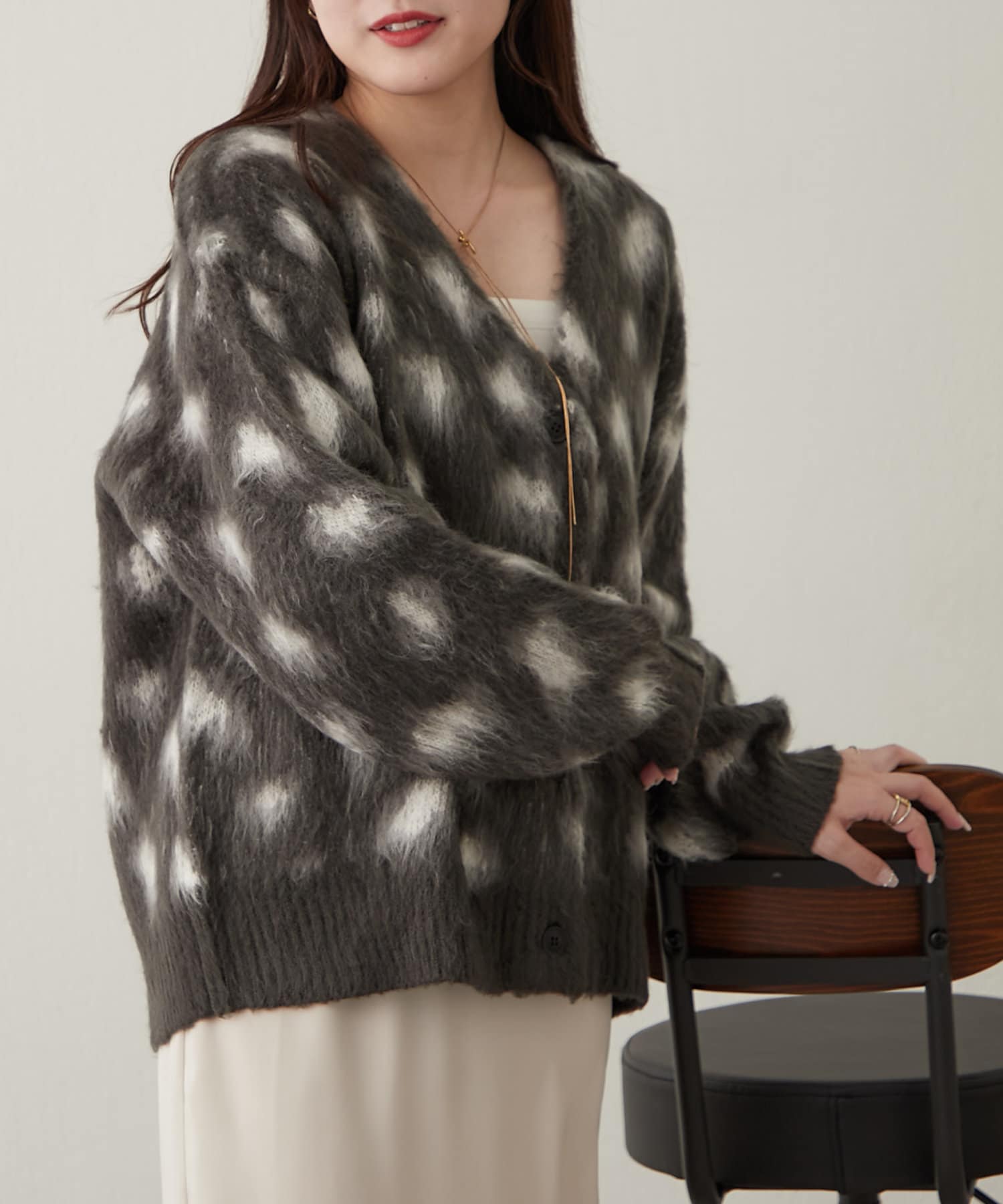 レオパード柄シャギーカーディガン | NICE CLAUP / OLIVE des OLIVE