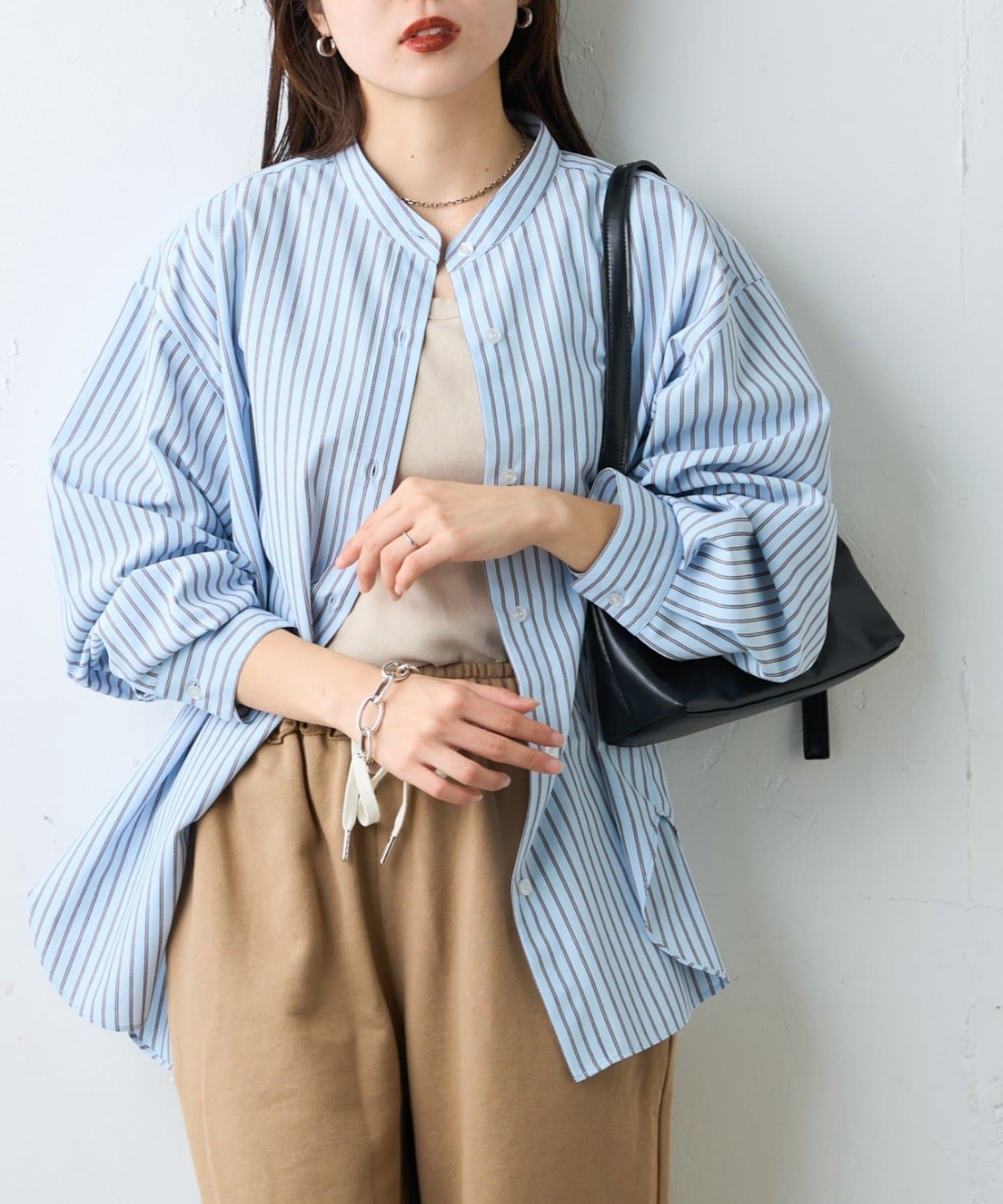 CIAOPANIC TYPY(チャオパニックティピー) 【しわになりにくい】ボリュームスリーブバンドカラーシャツ