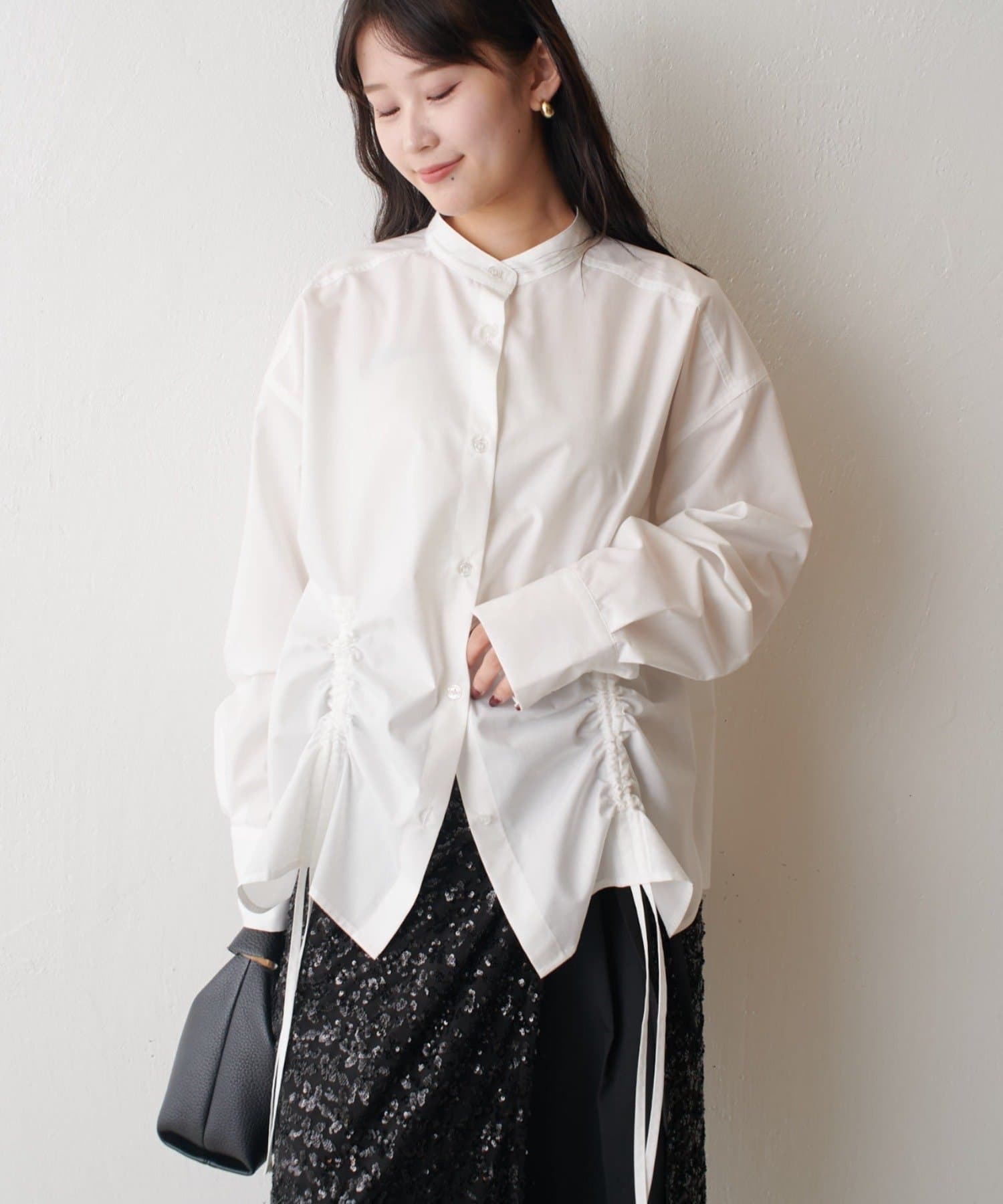 yori スカラップカラーロンtee ホワイト yori スカラップカラーロンTee