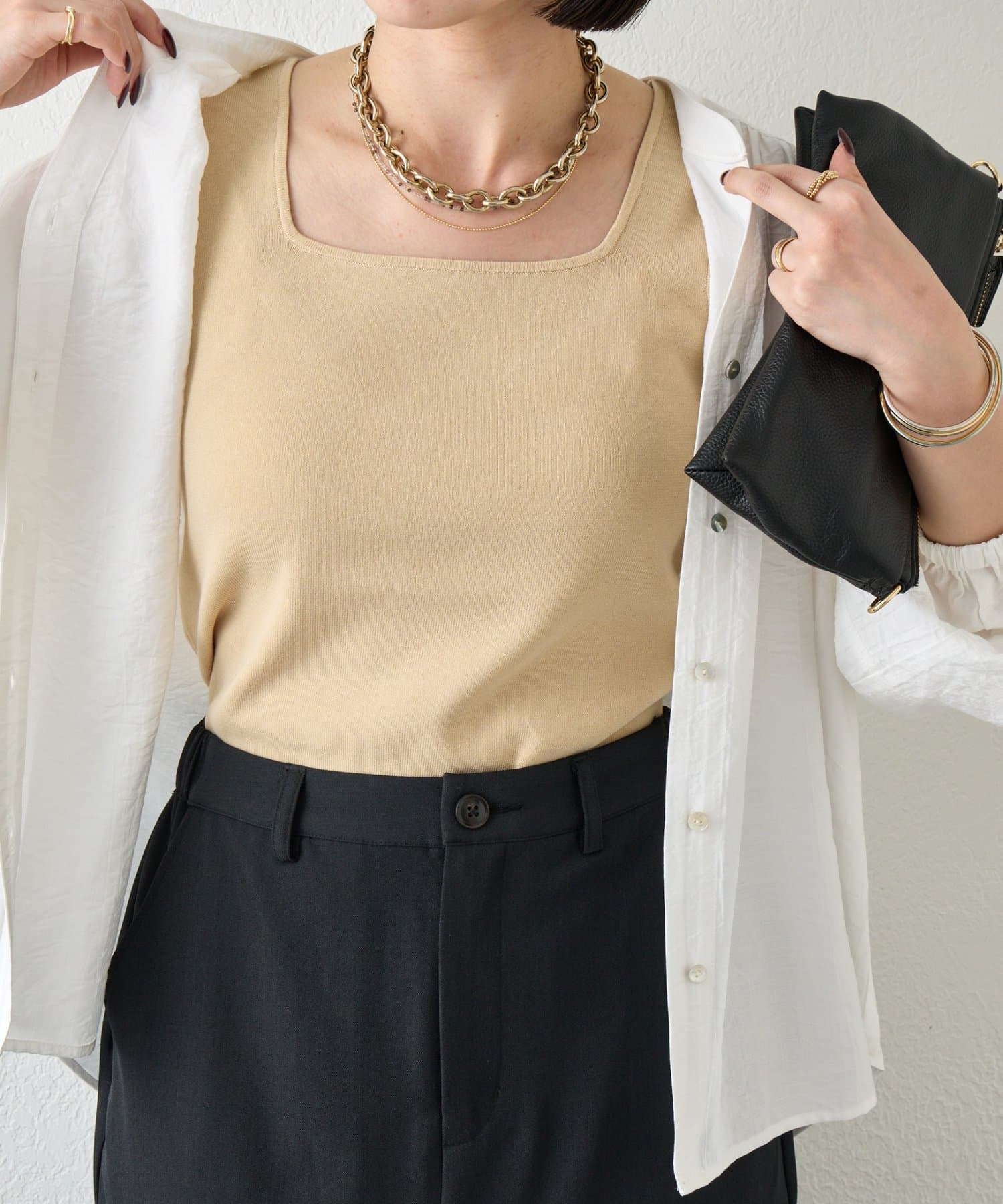 Jena　espace merveilleux(ジェナ　エスパスメルヴェイユ) 【シャツのインナーに最適◎】【新色登場】スクエアタンクトップ