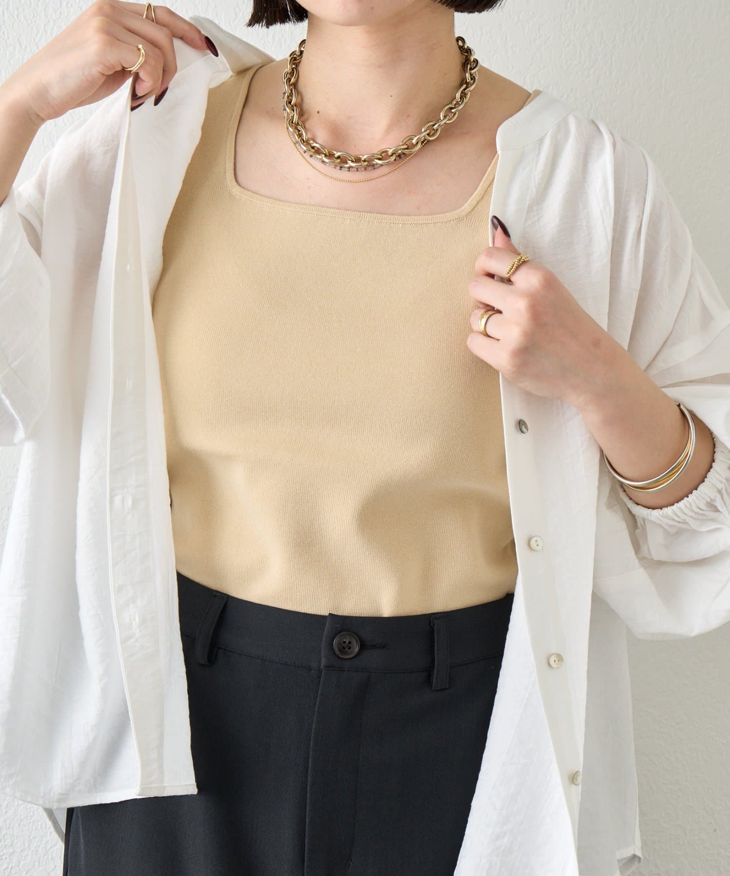 Jena　espace merveilleux(ジェナ　エスパスメルヴェイユ) 【シャツのインナーに最適◎】【新色登場】スクエアタンクトップ