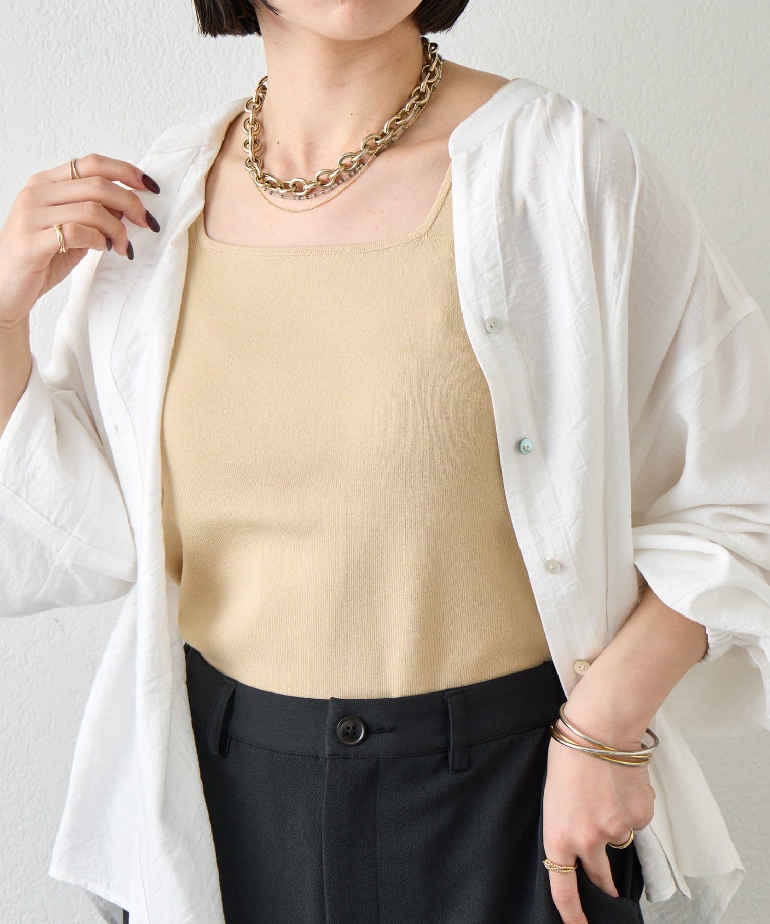 Jena　espace merveilleux(ジェナ　エスパスメルヴェイユ) 【シャツのインナーに最適◎】【新色登場】スクエアタンクトップ