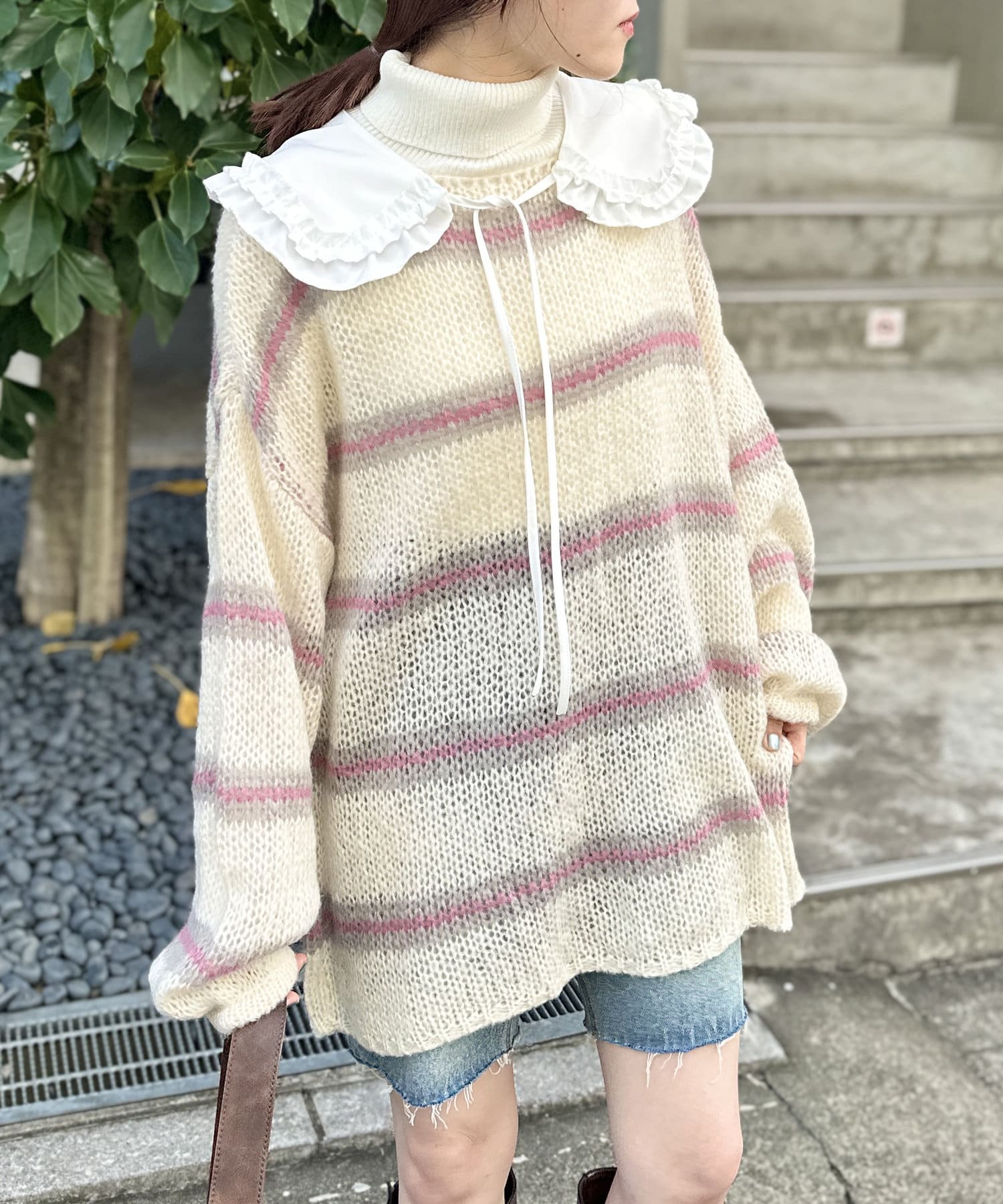 3色展開】ボーダーBIGニットプルオーバー | w closet(ダブル 3色展開】ボーダーBIGニットプルオーバー | w closet(ダブル