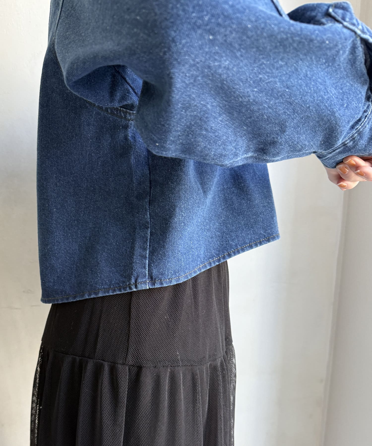 DOUDOU(ドゥドゥ) 【WEB限定】ショート丈デニムシャツ