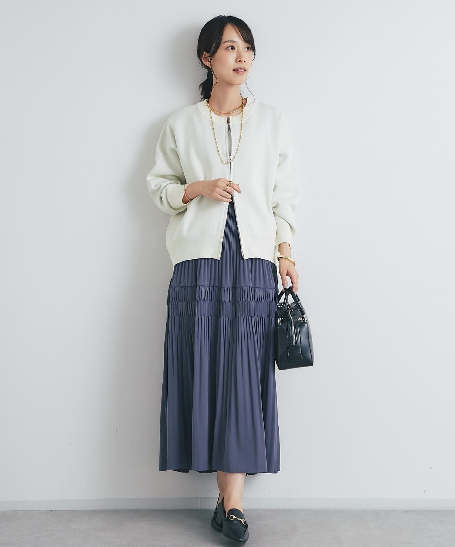 un dix cors(アンディコール) 《新色追加・オンオフ着回せる》スウェットライクニットカーディガン