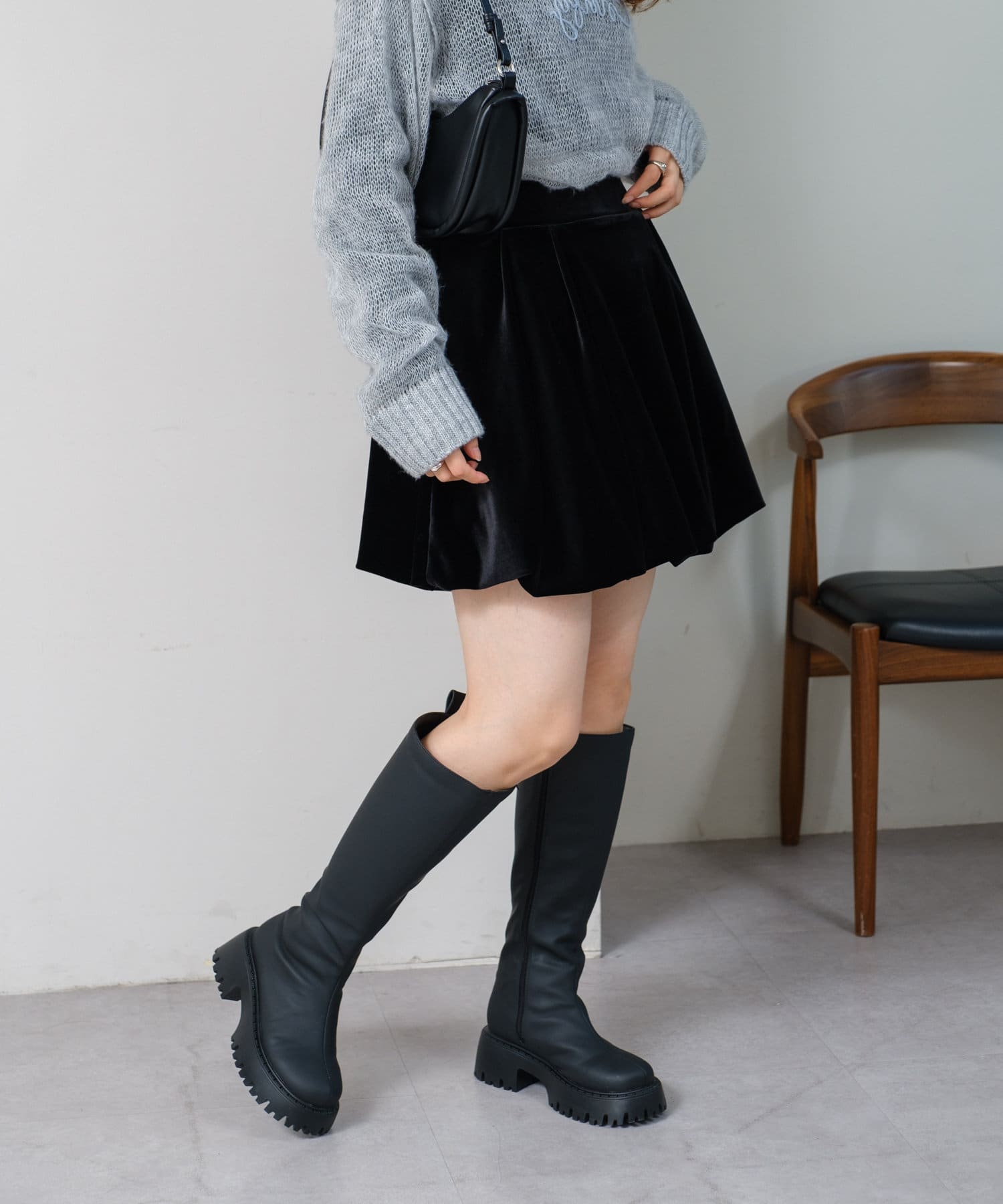 【新品タグ付き】ベロア裾フレアスカート　kastane 0サイズ 2サイズ展開/低身長サイズ】ベロア裾フレアスカート | Kastane