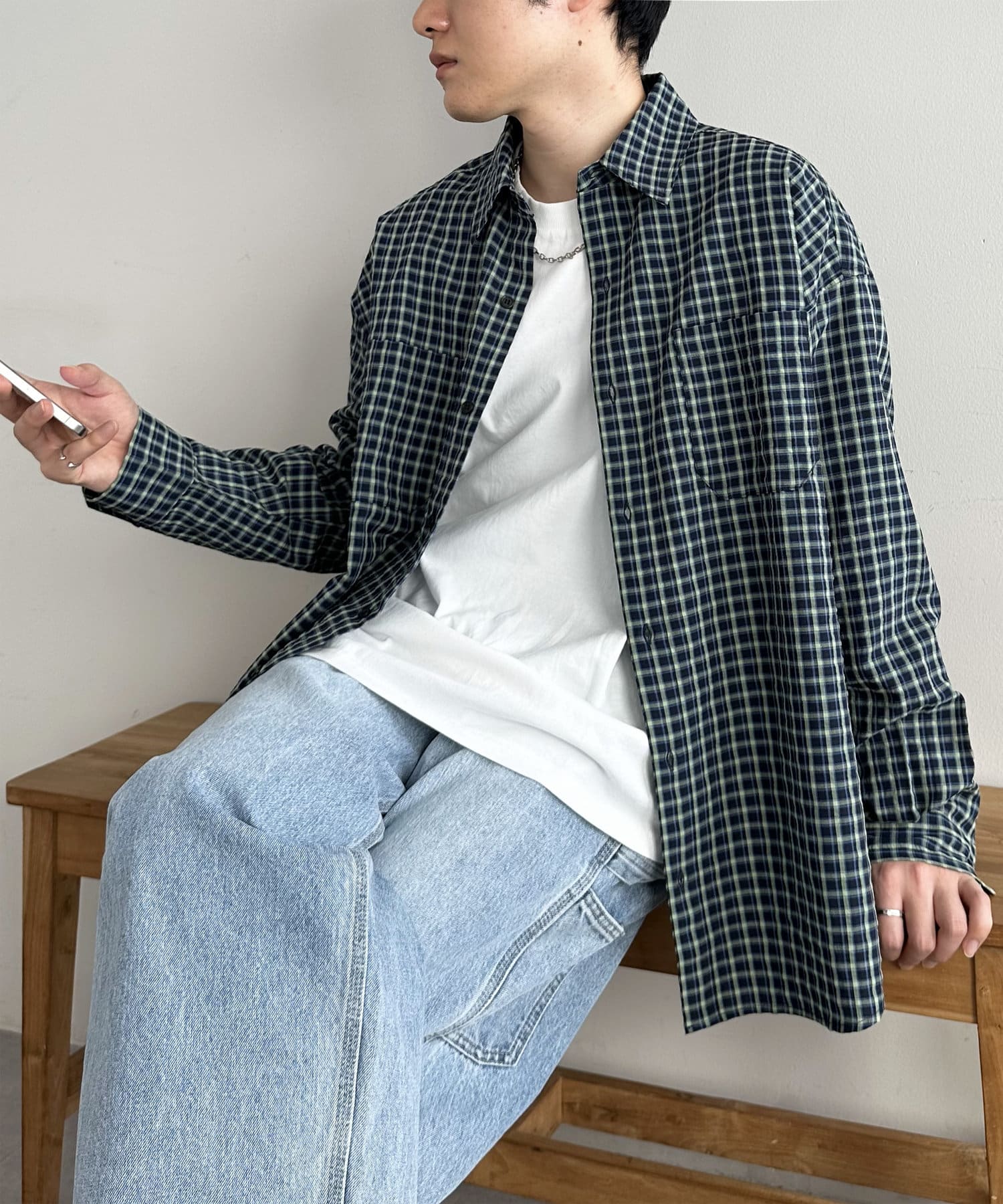 AP x O(A) サッカーシャツLサイズ coldrain Paledusk 24SS】MEN COOLMAXニットサッカー 長袖シャツ ホワイト 071442003