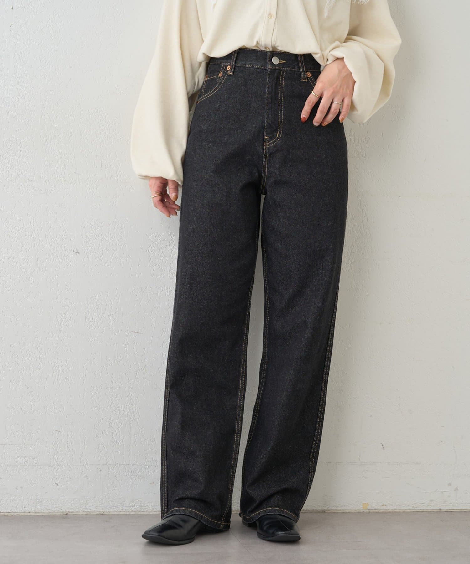 ヴィンテージ加工 ストレートデニムパンツ 新色追加!/WEB限定】ビンテージ加工デニムストレートパンツ | DISCOAT