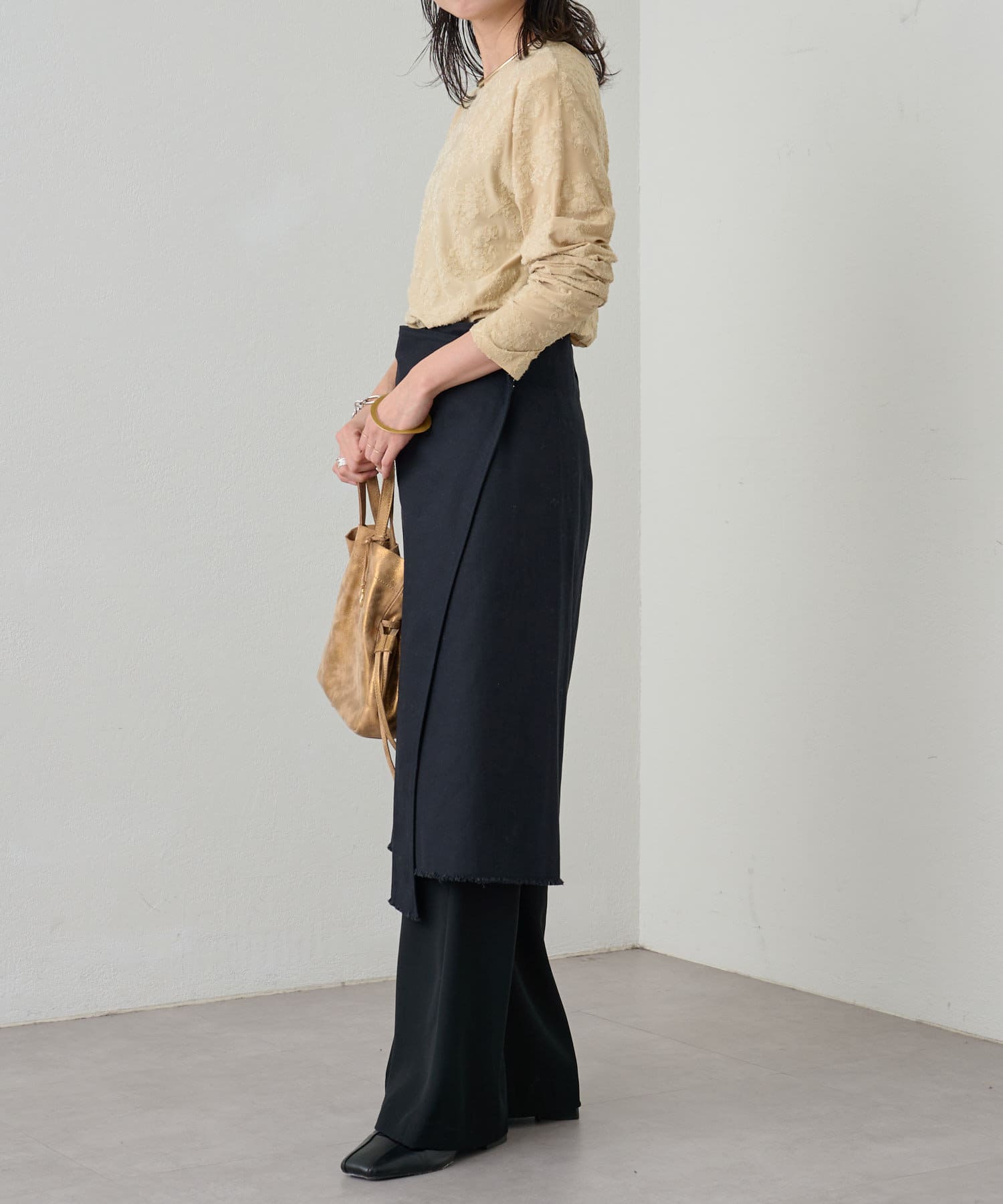 Omekashi(オメカシ) 【春のレイヤードスタイルに◎】ラップスカート