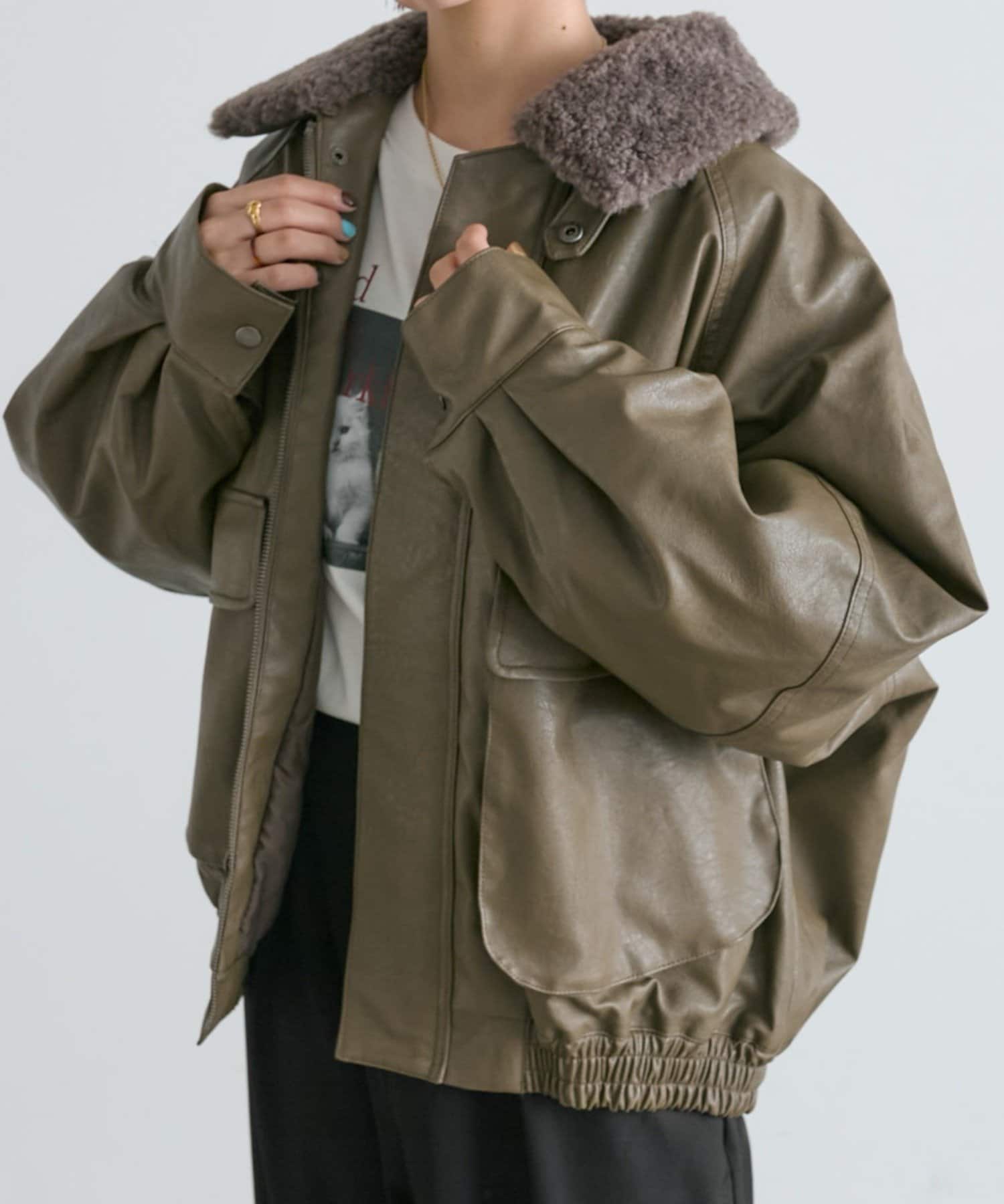 w closet】【2WAY】ボア付エコレザージャケット | OUTLET(アウトレット