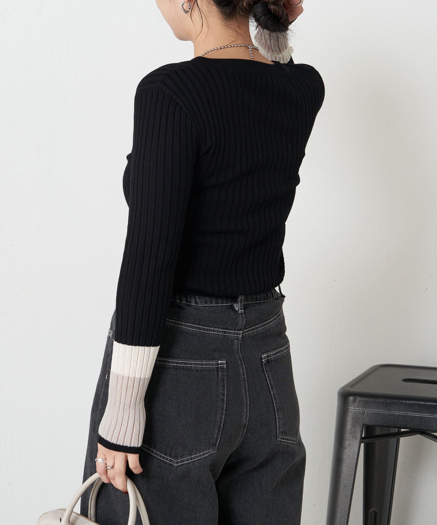 Jena　espace merveilleux(ジェナ　エスパスメルヴェイユ) 3配色袖シアーニット