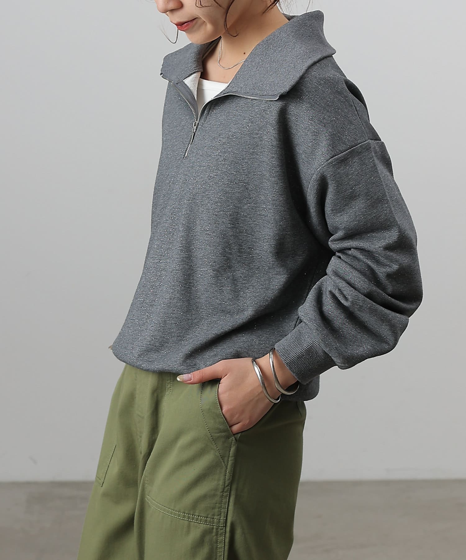 ラメ裏毛ハーフジッププルオーバー | COLONY 2139(コロニー トゥーワン