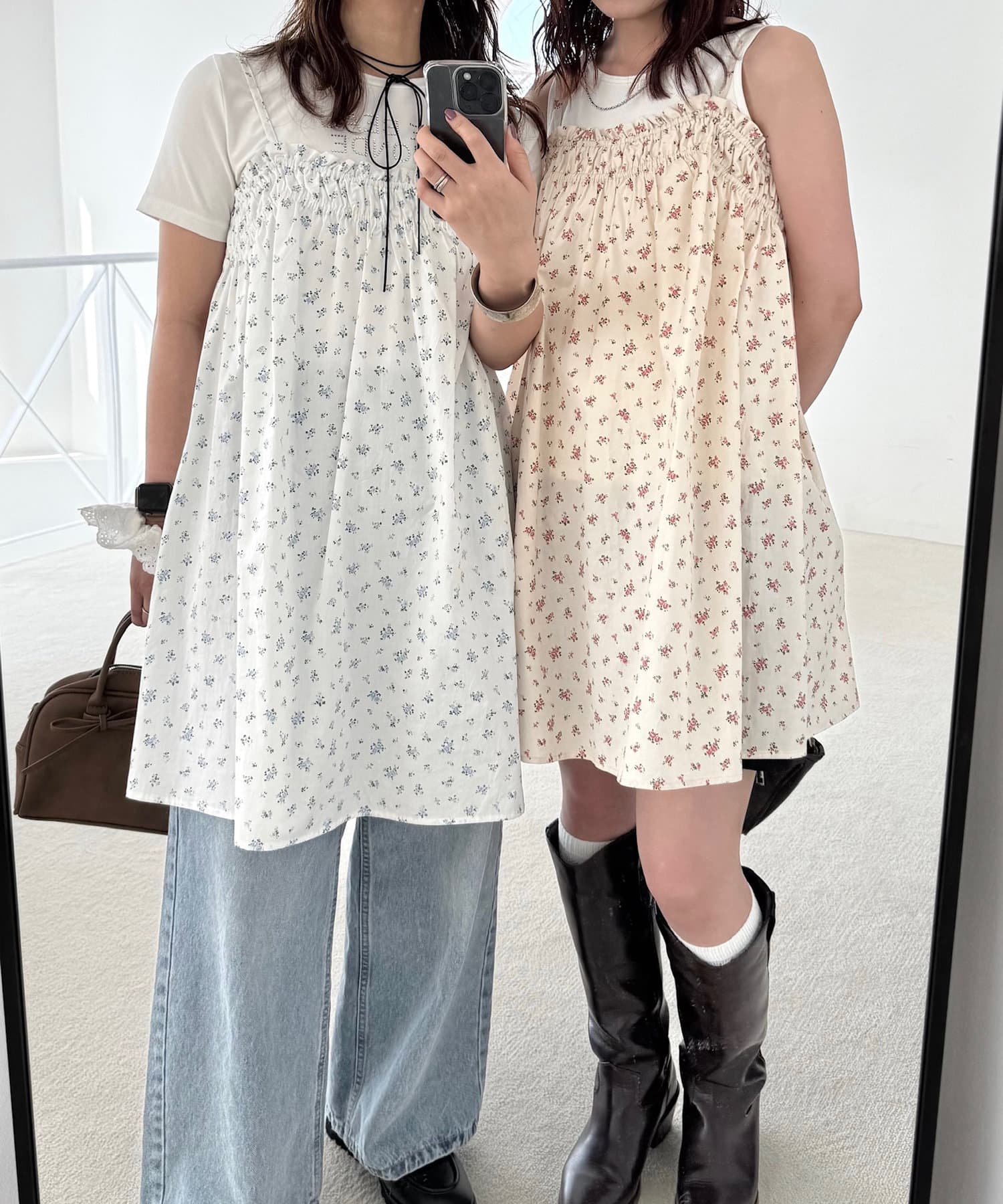 ctz1150：裾ヘム大花柄シーチングチュニック【QUINTY】｜エル