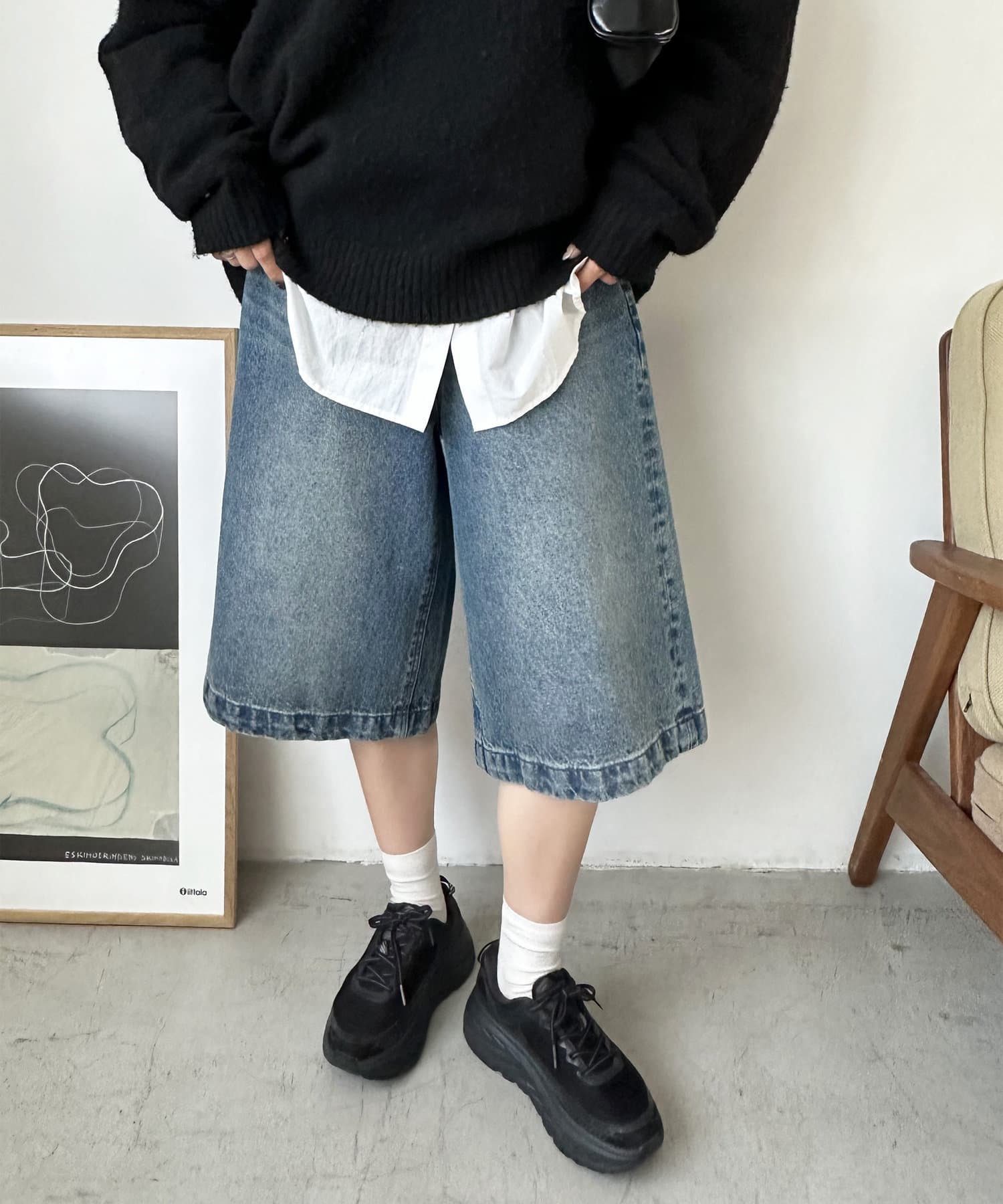 ビンテージ加工デニムハーフパンツ | DISCOAT(ディスコート