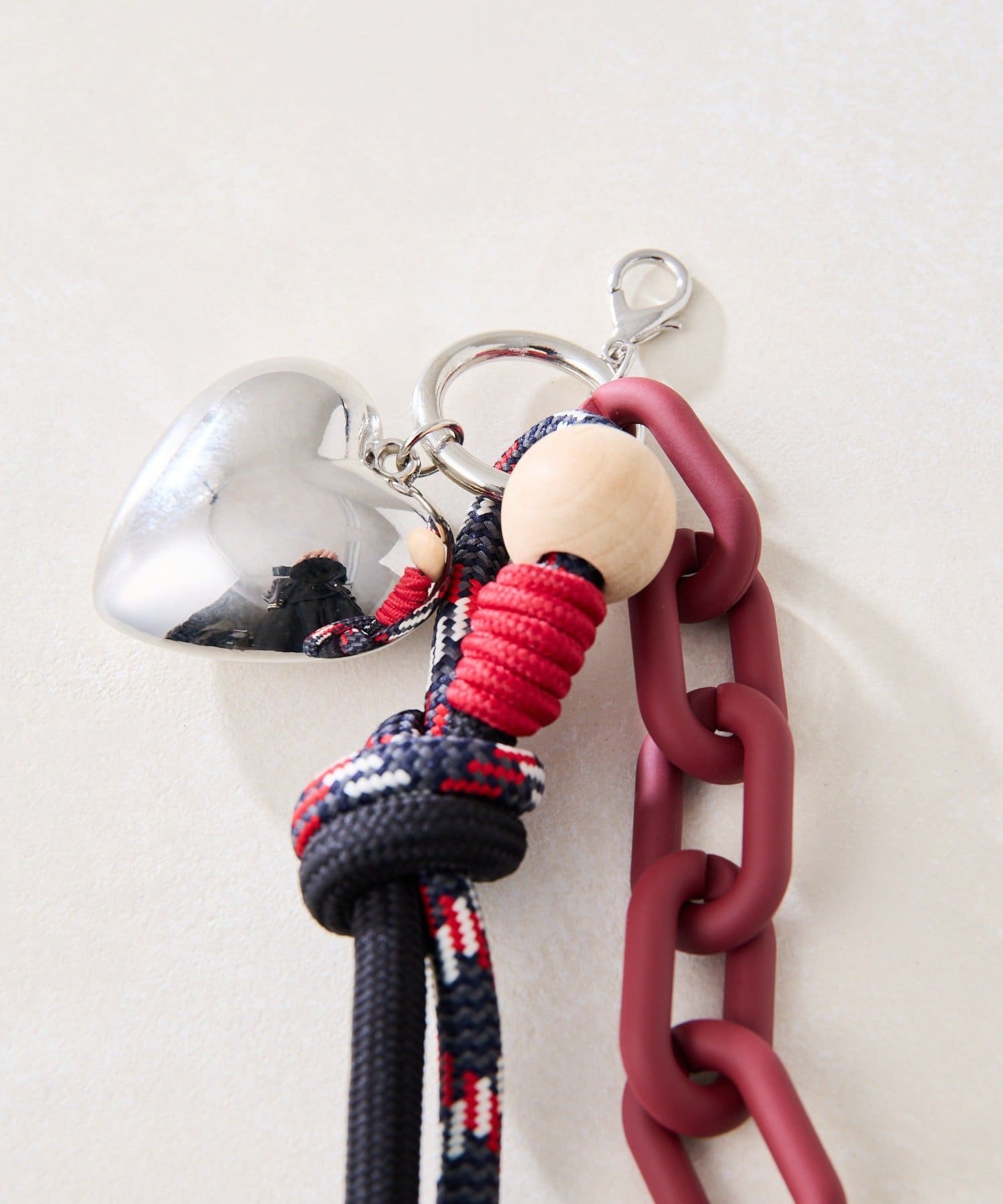 ear PAPILLONNER(イア パピヨネ) 再追加!《インフルエンサーuchida企画/動画あり》ハート付きロープストラップ/バッグチャーム