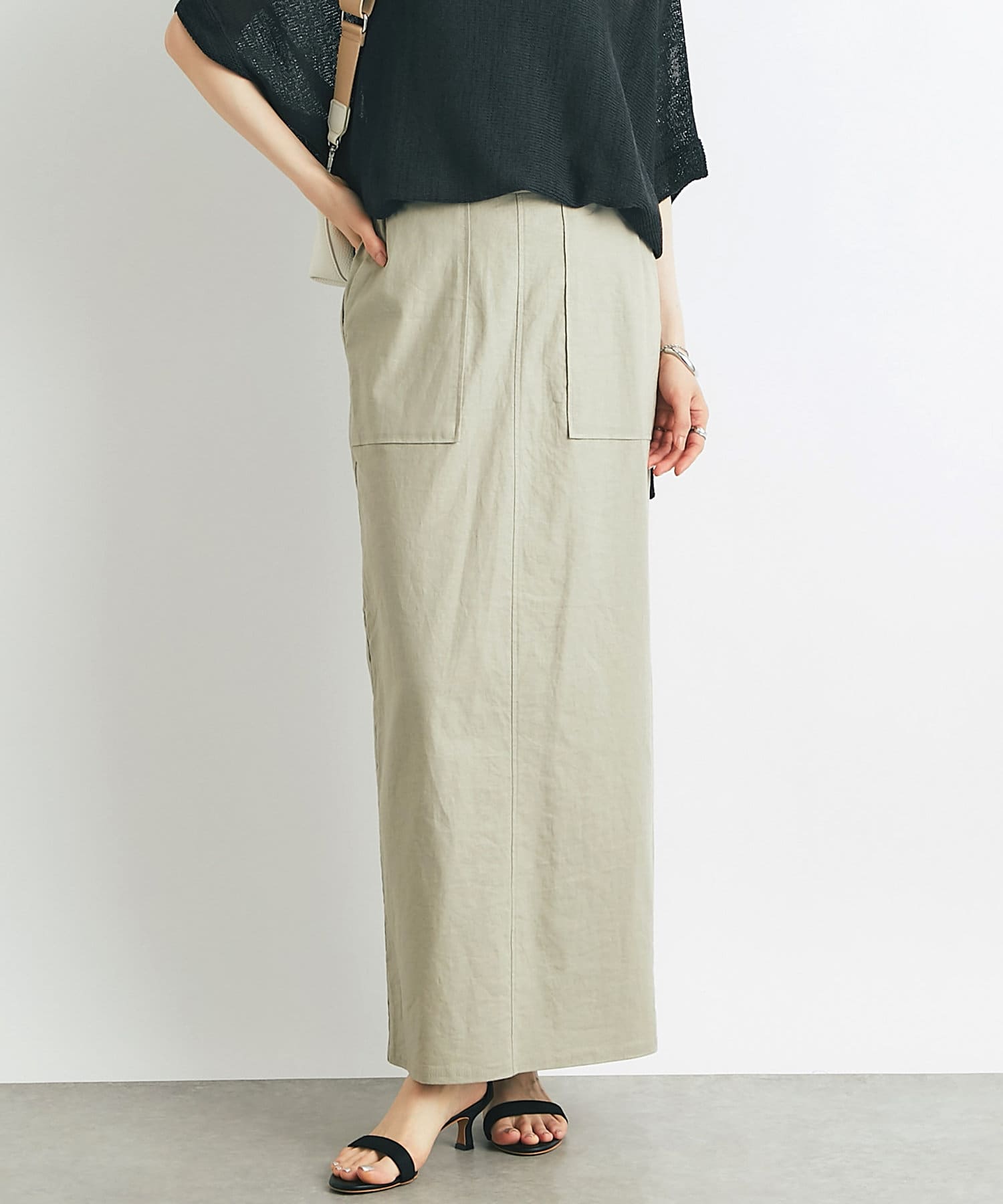 un dix cors(アンディコール) 《女性らしく着こなせる》ストレッチリネンタイトスカート
