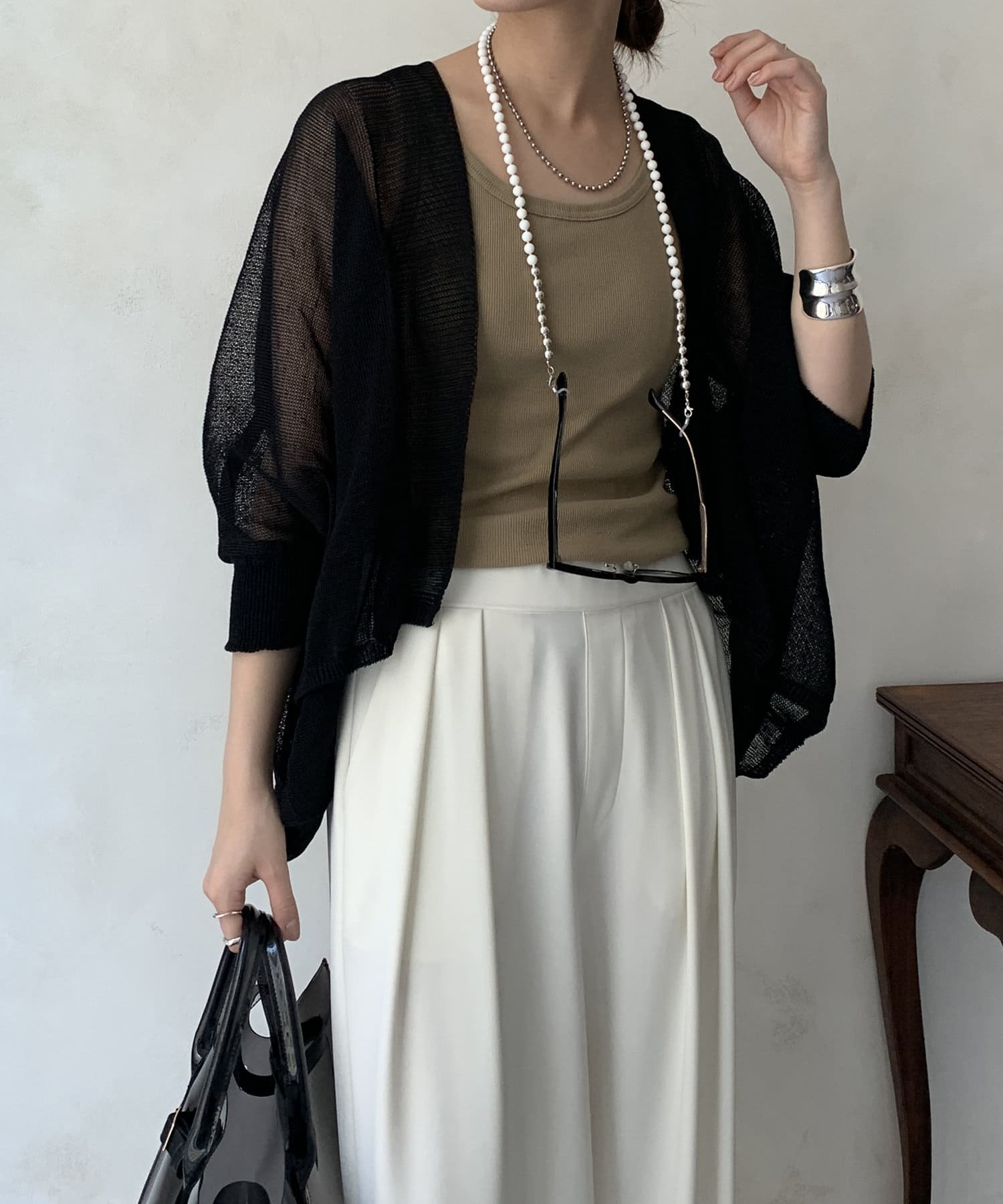 DOUDOU(ドゥドゥ) 【WEB限定】ストローヤーンボレロカーディガン